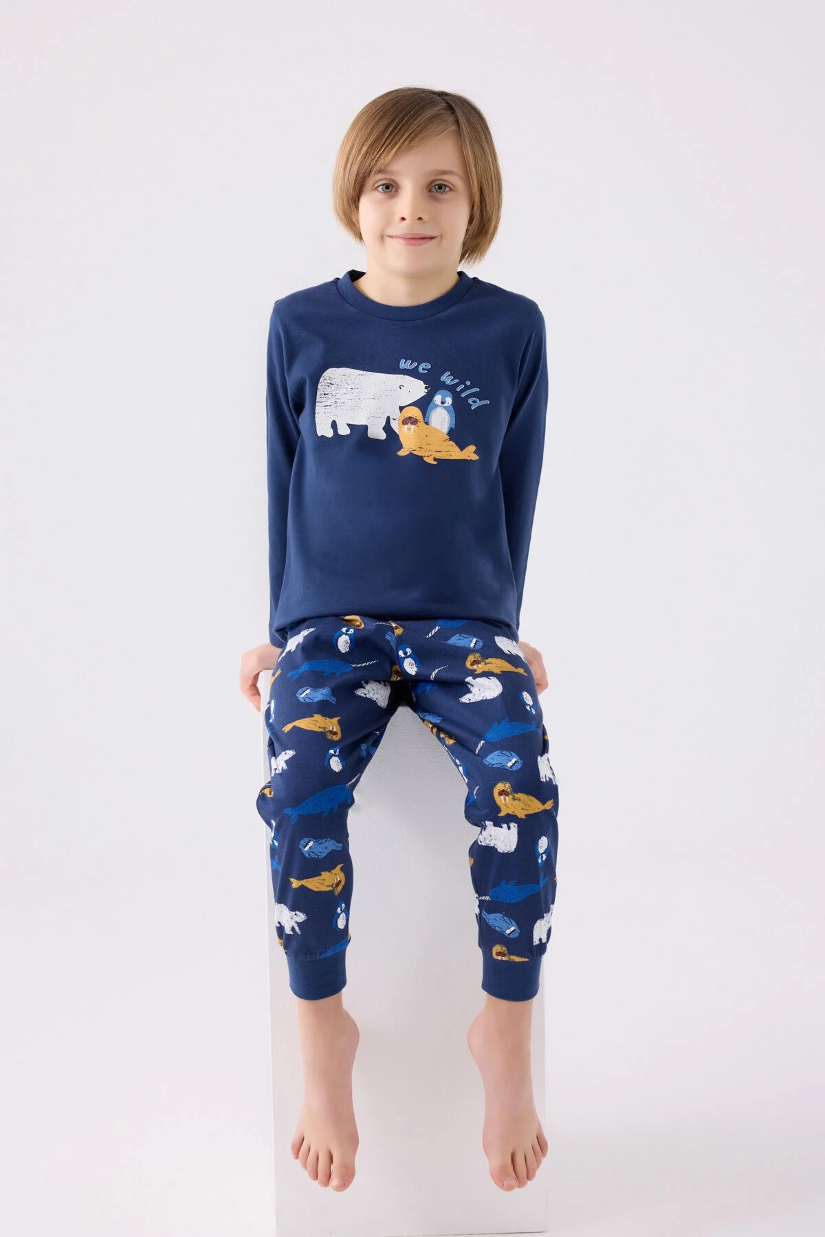 Arnetta Rolypoly Erkek Çocuk Mavi Pijama Takımı Pijama Takımı Toptan