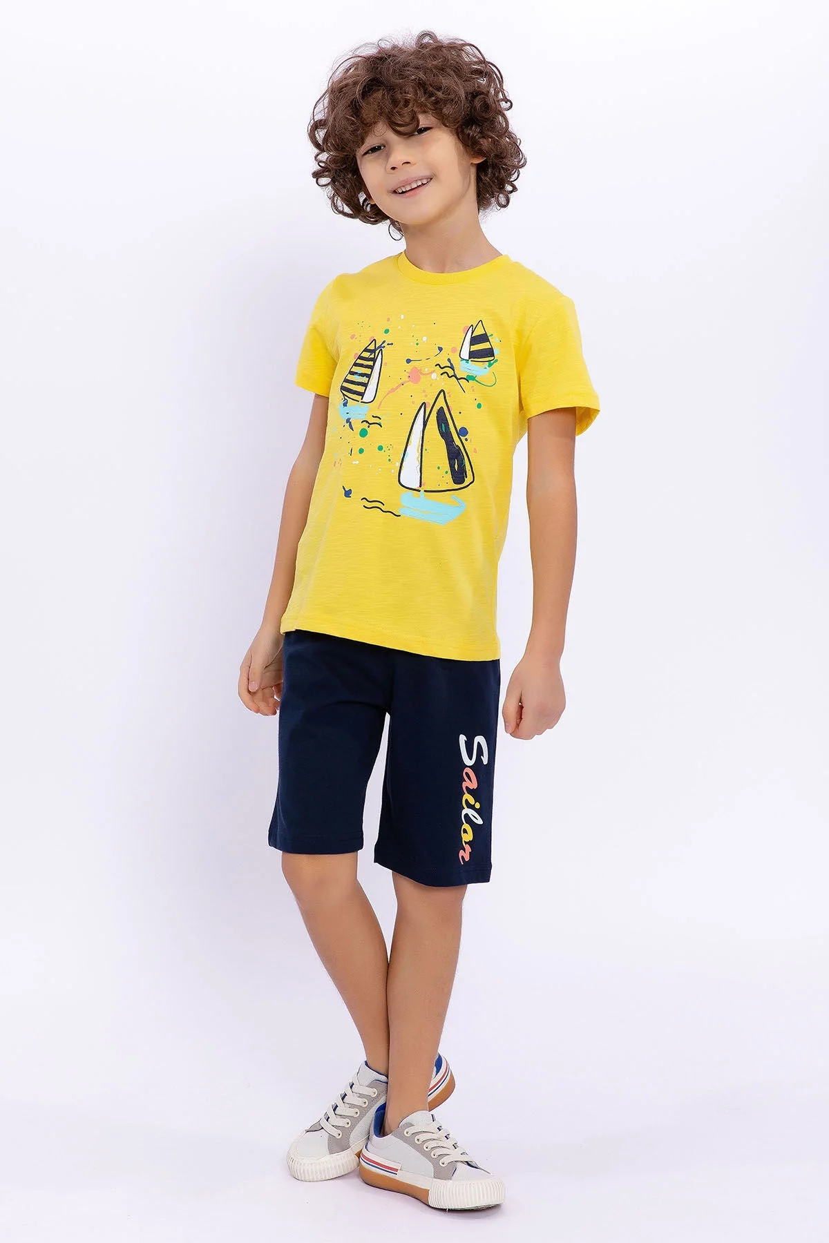 Arnetta Rolypoly Erkek Çocuk Sarı Bermuda Takım Bermuda Takım Toptan