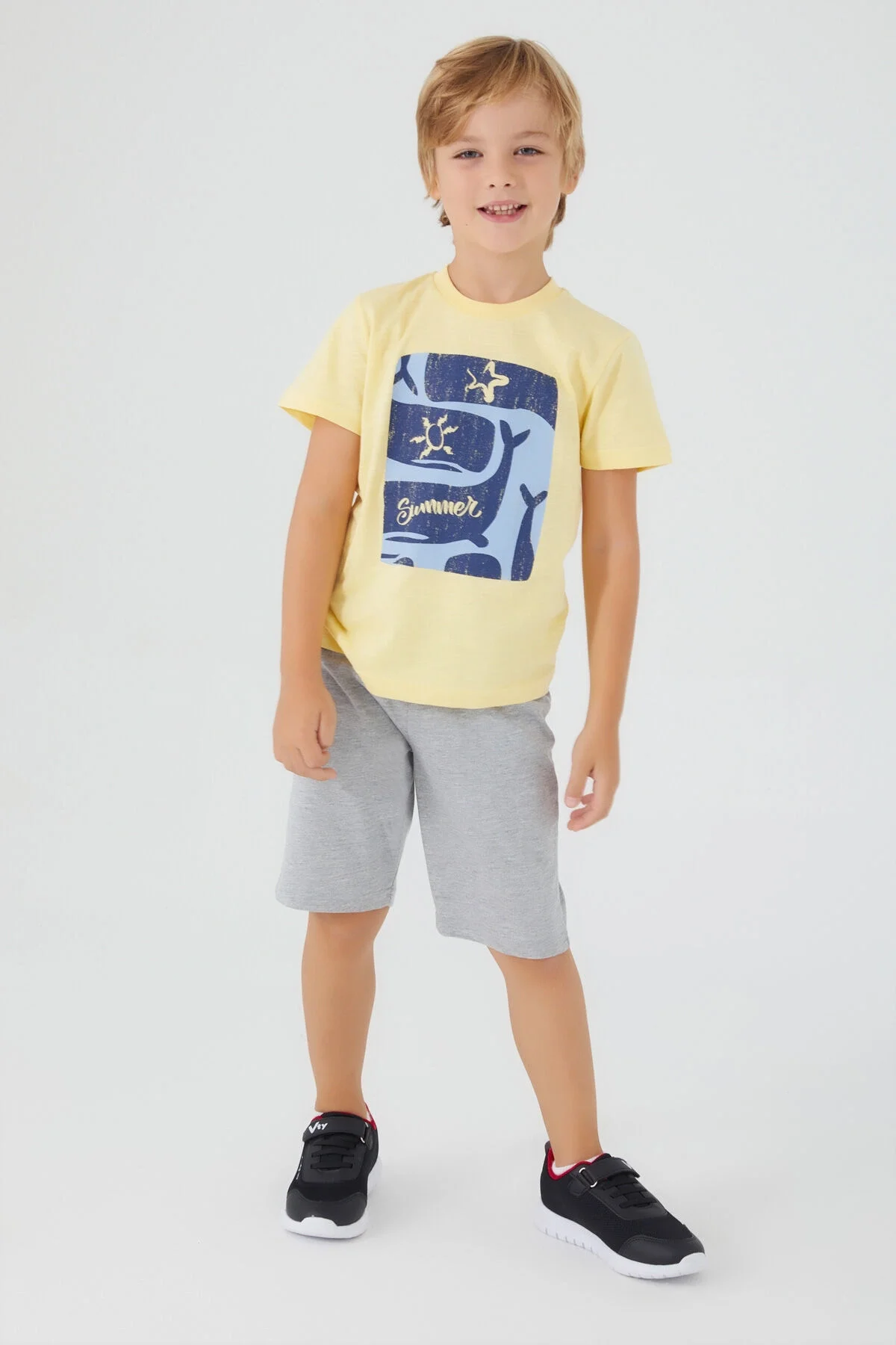 Arnetta Rolypoly Erkek Çocuk Sarı Bermuda Takım Bermuda Takım Toptan