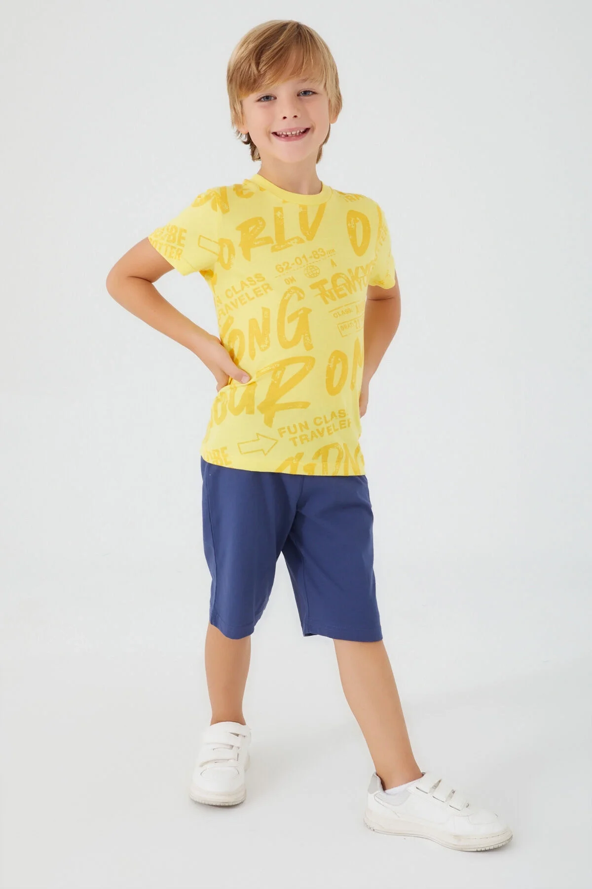 Arnetta Rolypoly Erkek Çocuk Sarı Bermuda Takım Bermuda Takım Toptan