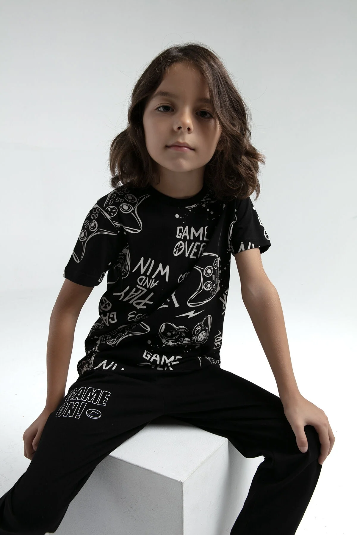 Arnetta Rolypoly Erkek Çocuk Siyah Pijama Takımı Pijama Takımı Toptan