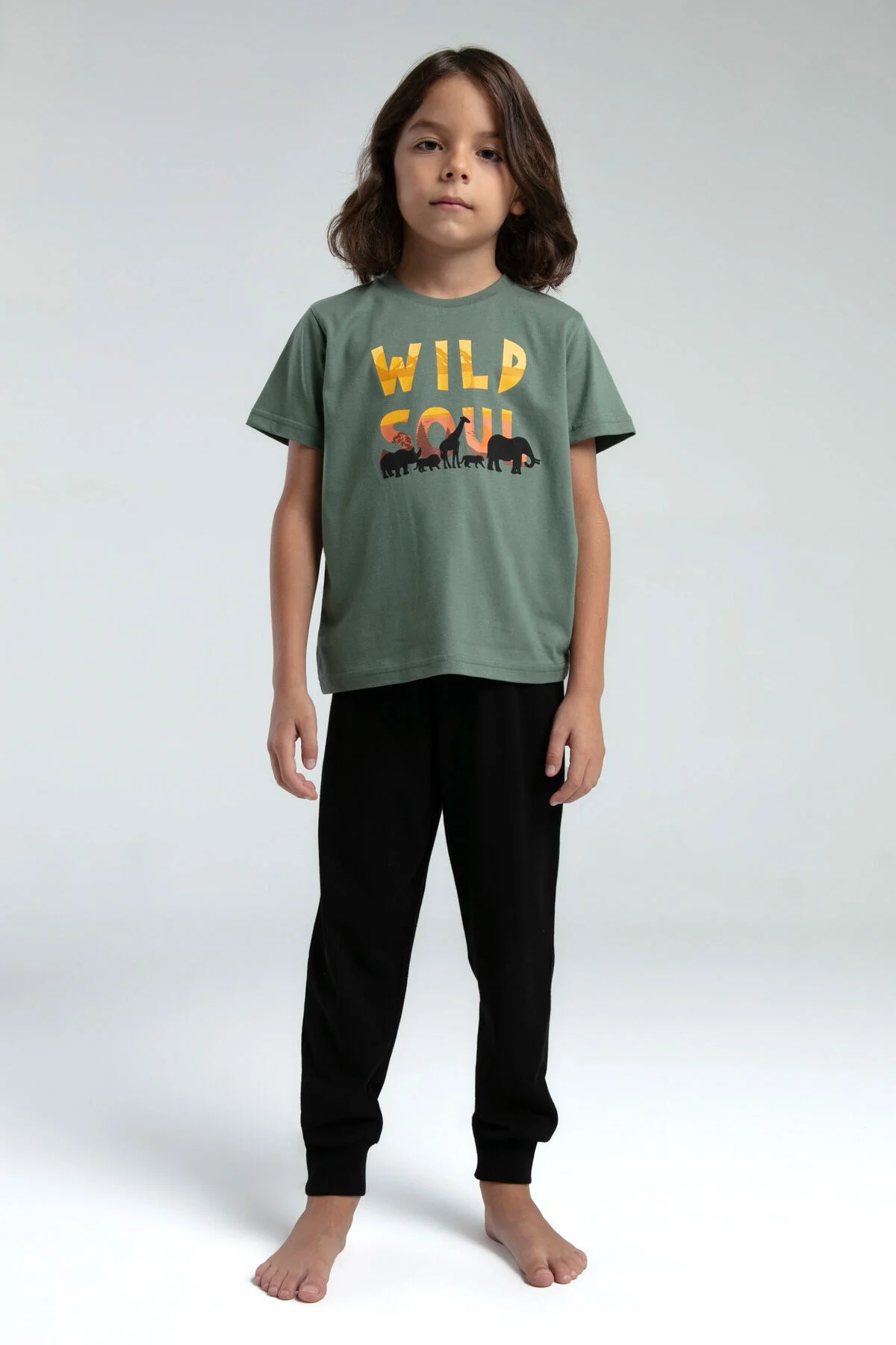 Arnetta Rolypoly Erkek Çocuk Yeşil Pijama Takımı Pijama Takımı Toptan