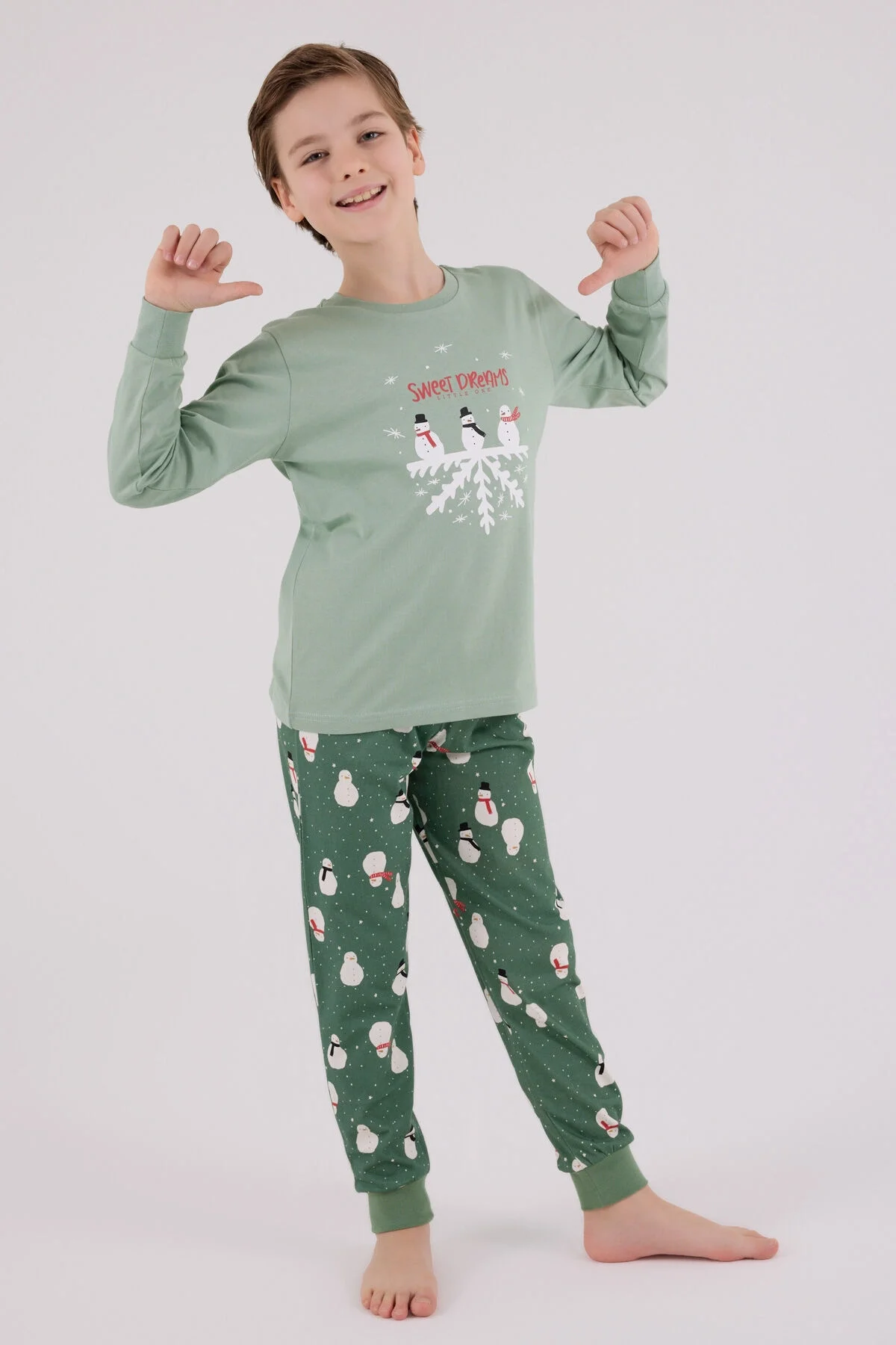 Arnetta Rolypoly Erkek Çocuk Yeşil Pijama Takımı Pijama Takımı Toptan