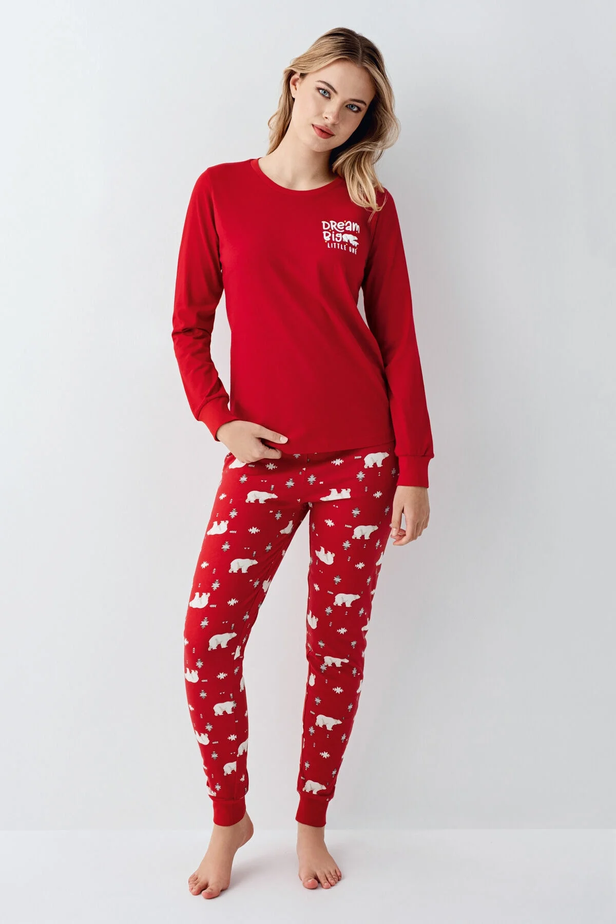 Arnetta Rolypoly Kadın Kırmızı Pijama Takımı Pijama Takımları Toptan