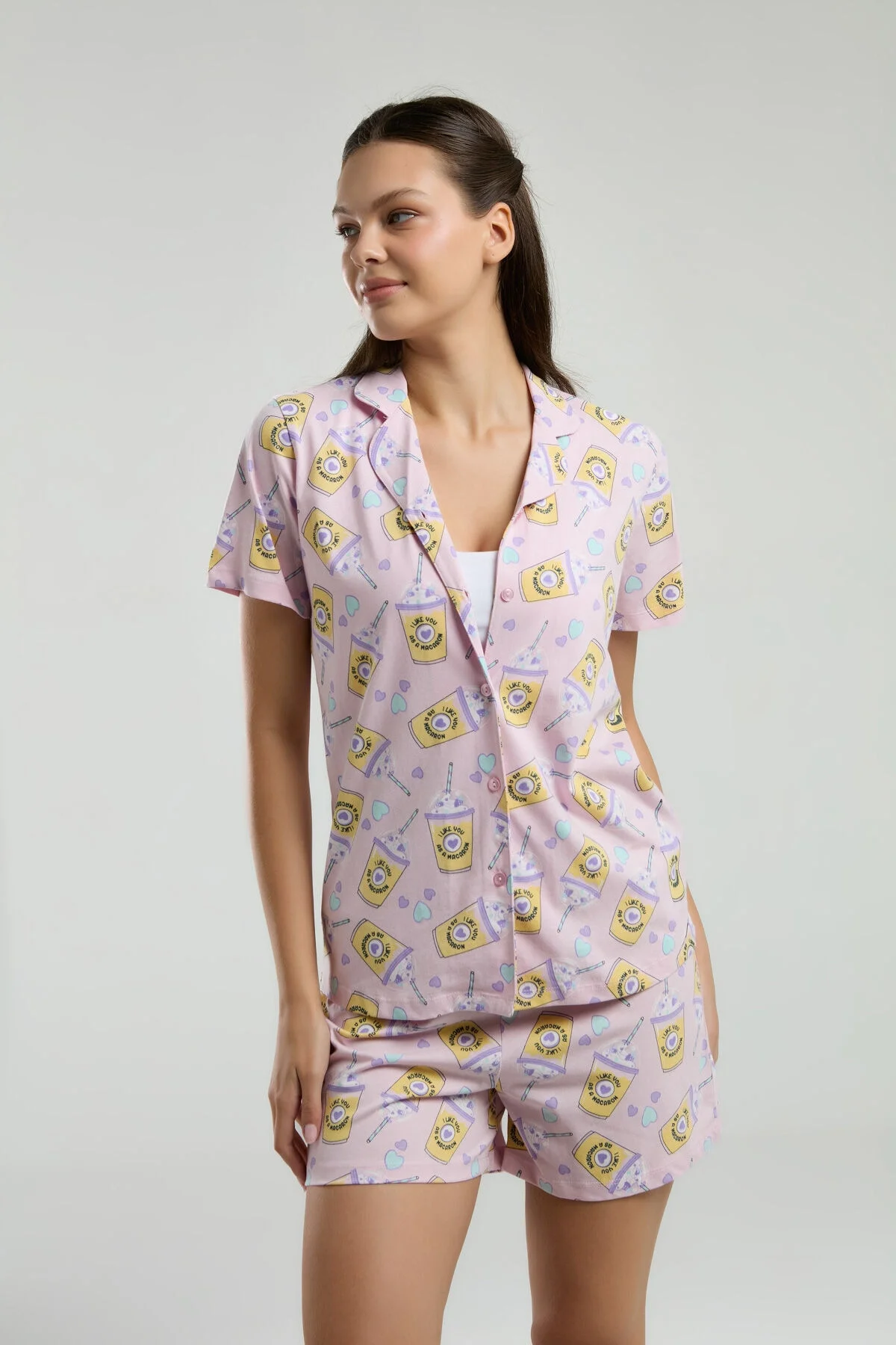 Arnetta Rolypoly Kadın Pembe Gömlek Pijama Pijama Takımları Toptan