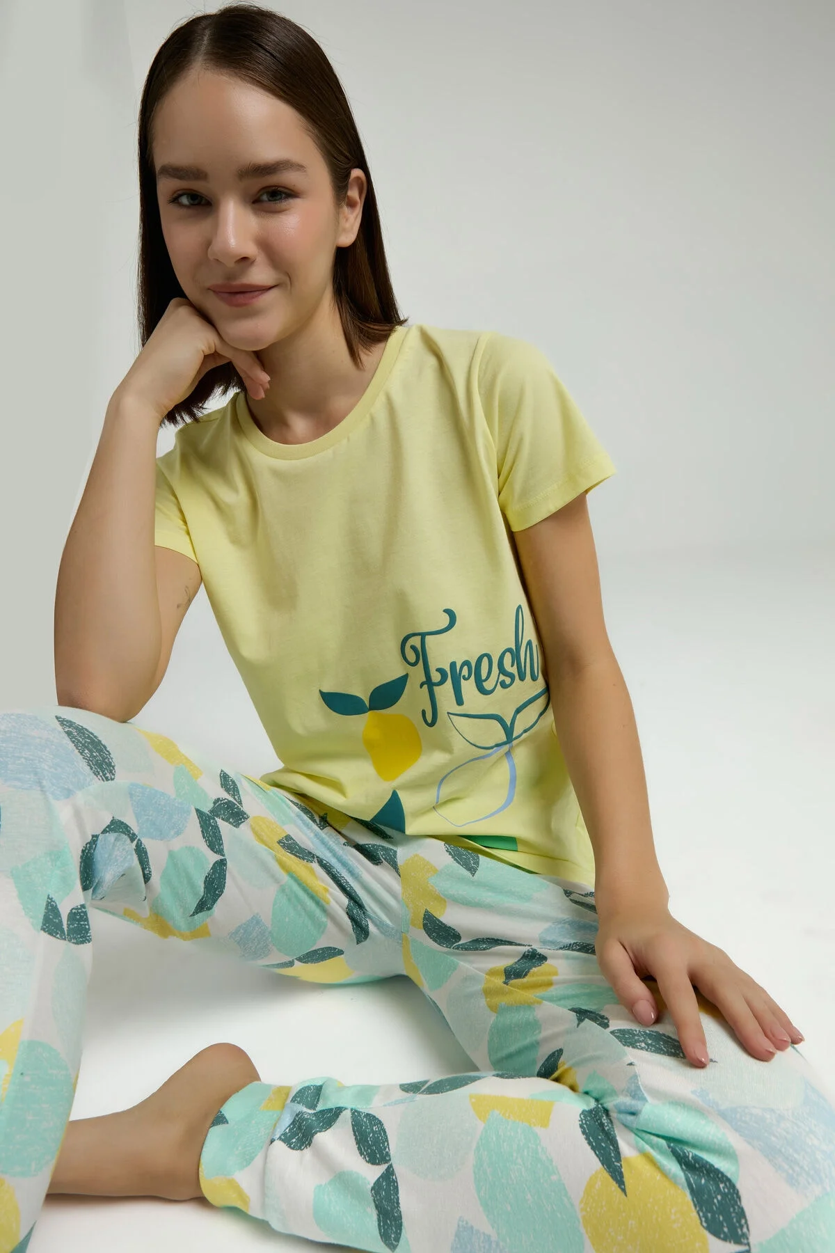 Arnetta Rolypoly Kadın Sarı Pijama Takımı Pijama Takımları Toptan