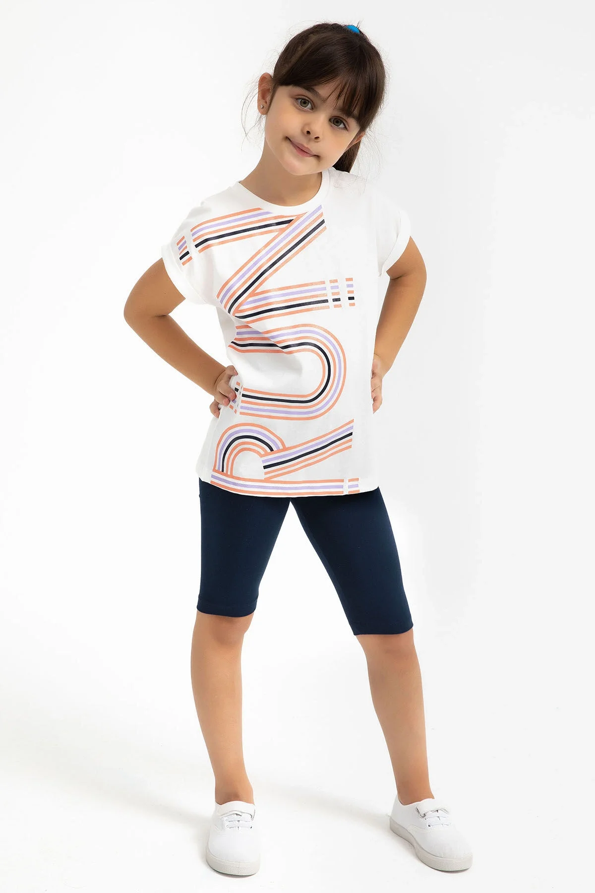 Arnetta Rolypoly Kız Çocuk Beyaz Bermuda Takım Bermuda Takım Toptan