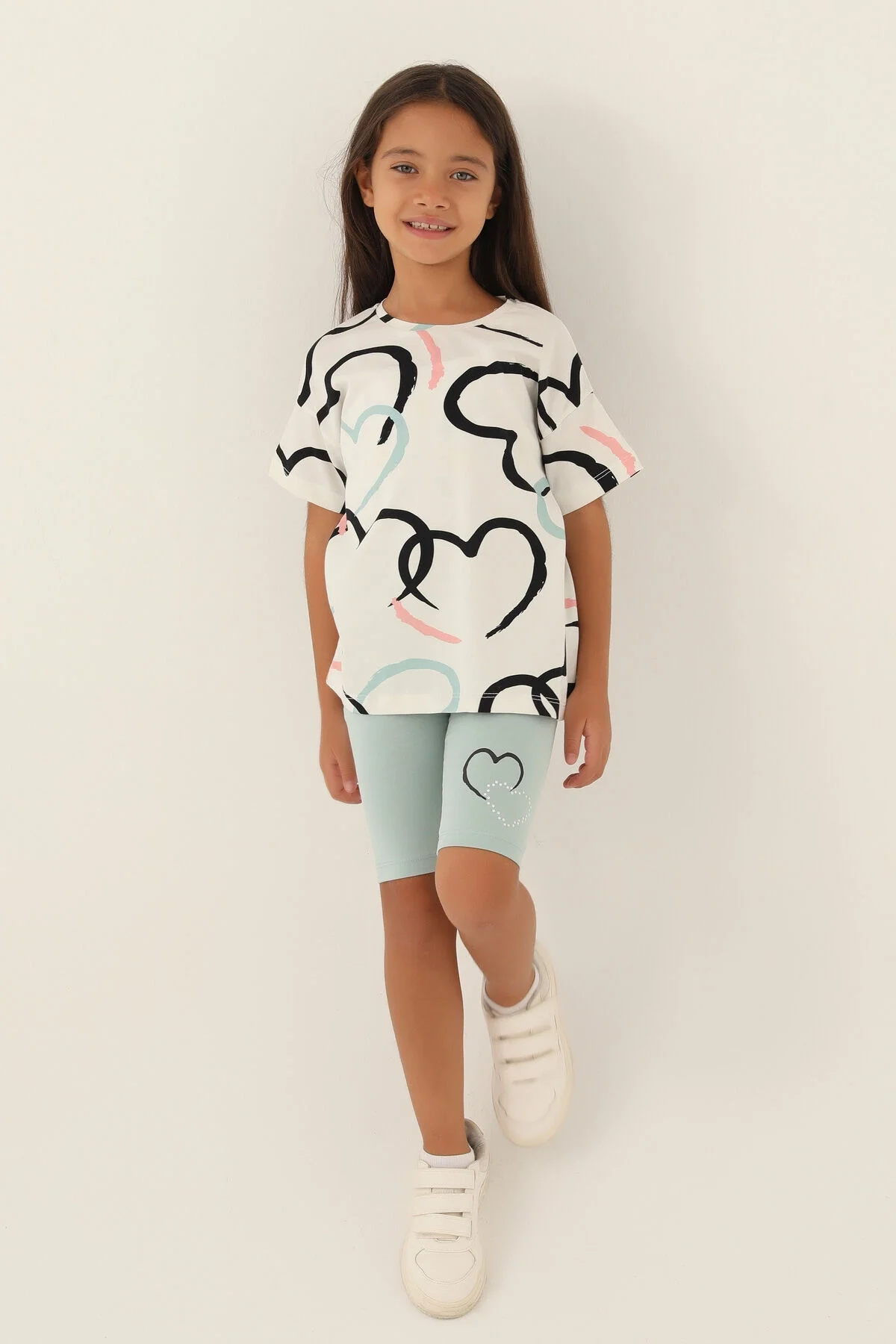 Arnetta Rolypoly Kız Çocuk Beyaz Bermuda Takım Bermuda Takım Toptan