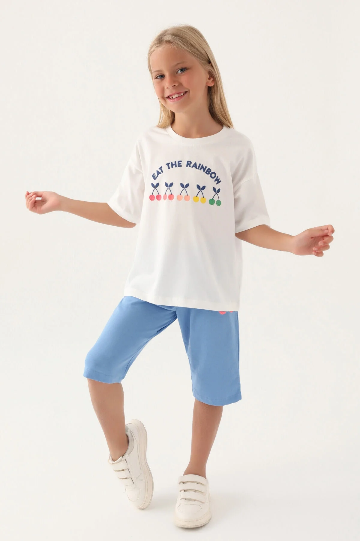 Arnetta Rolypoly Kız Çocuk Beyaz Kapri Takımı Kapri Takımı Toptan