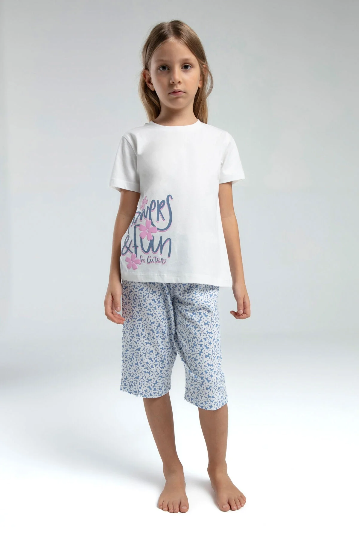 Arnetta Rolypoly Kız Çocuk Beyaz Kapri Takımı Kapri Takımı Toptan