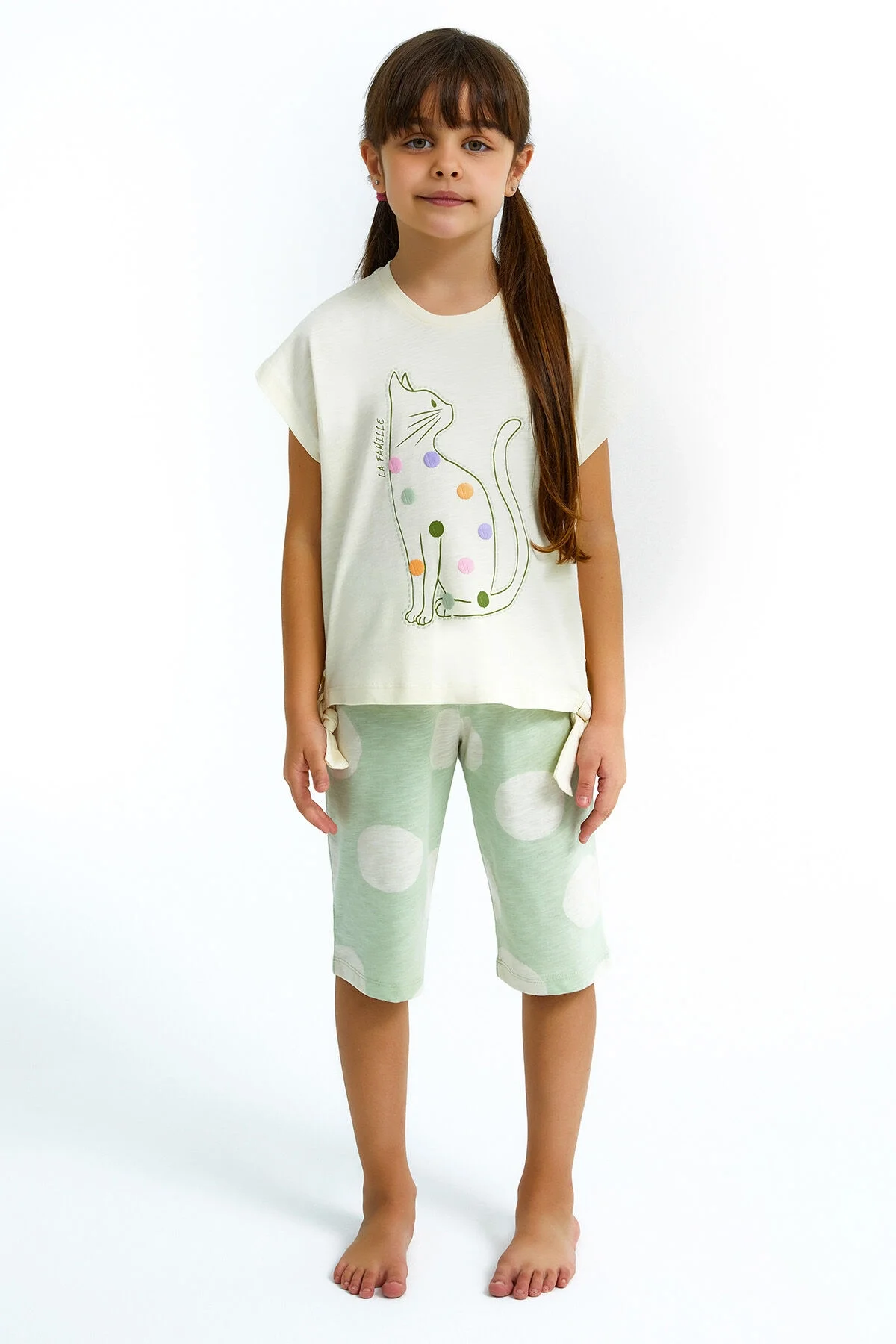 Arnetta Rolypoly Kız Çocuk Beyaz Kapri Takımı Kapri Takımı Toptan