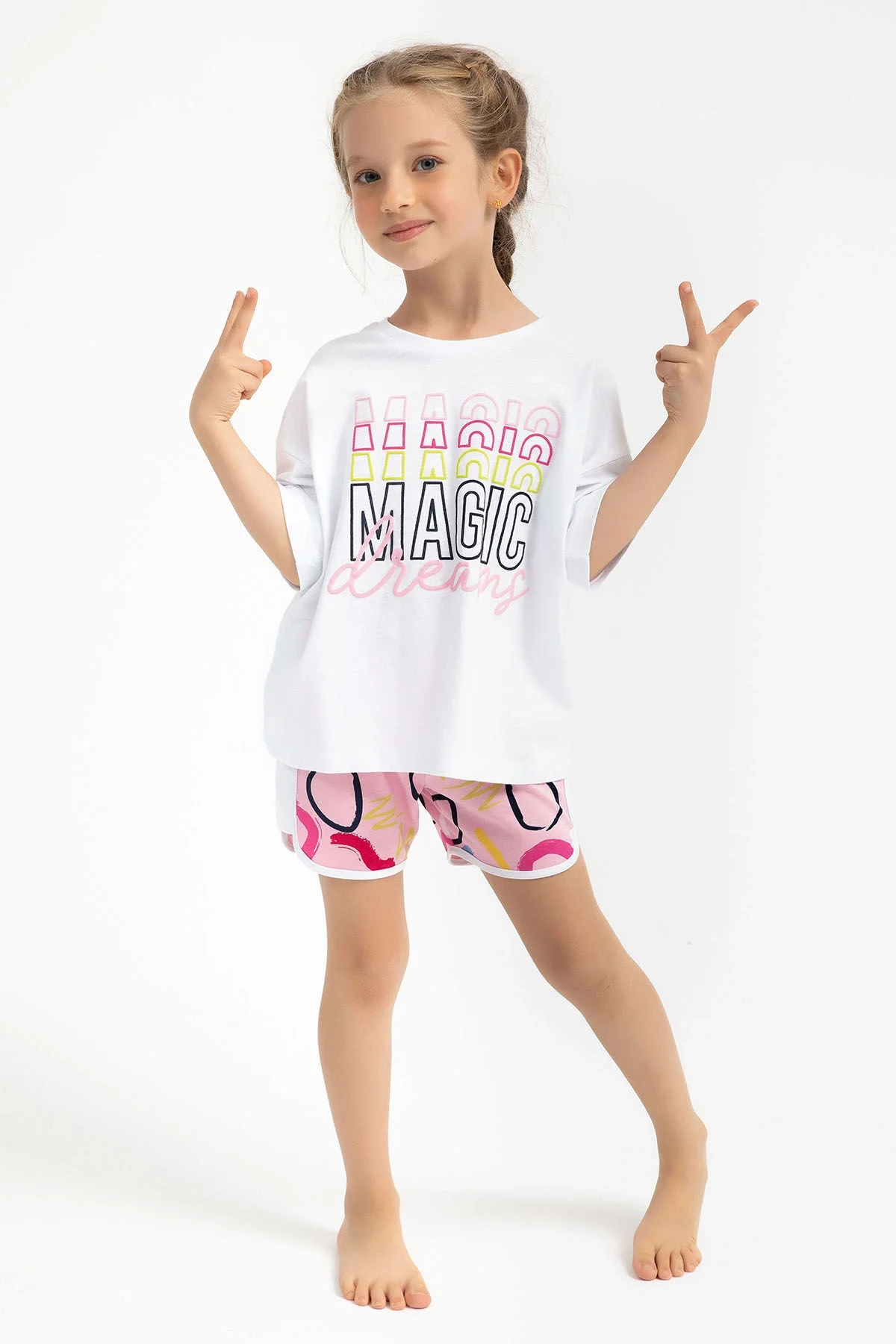 Arnetta Rolypoly Kız Çocuk Beyaz Şort Takım Şort Takım Toptan