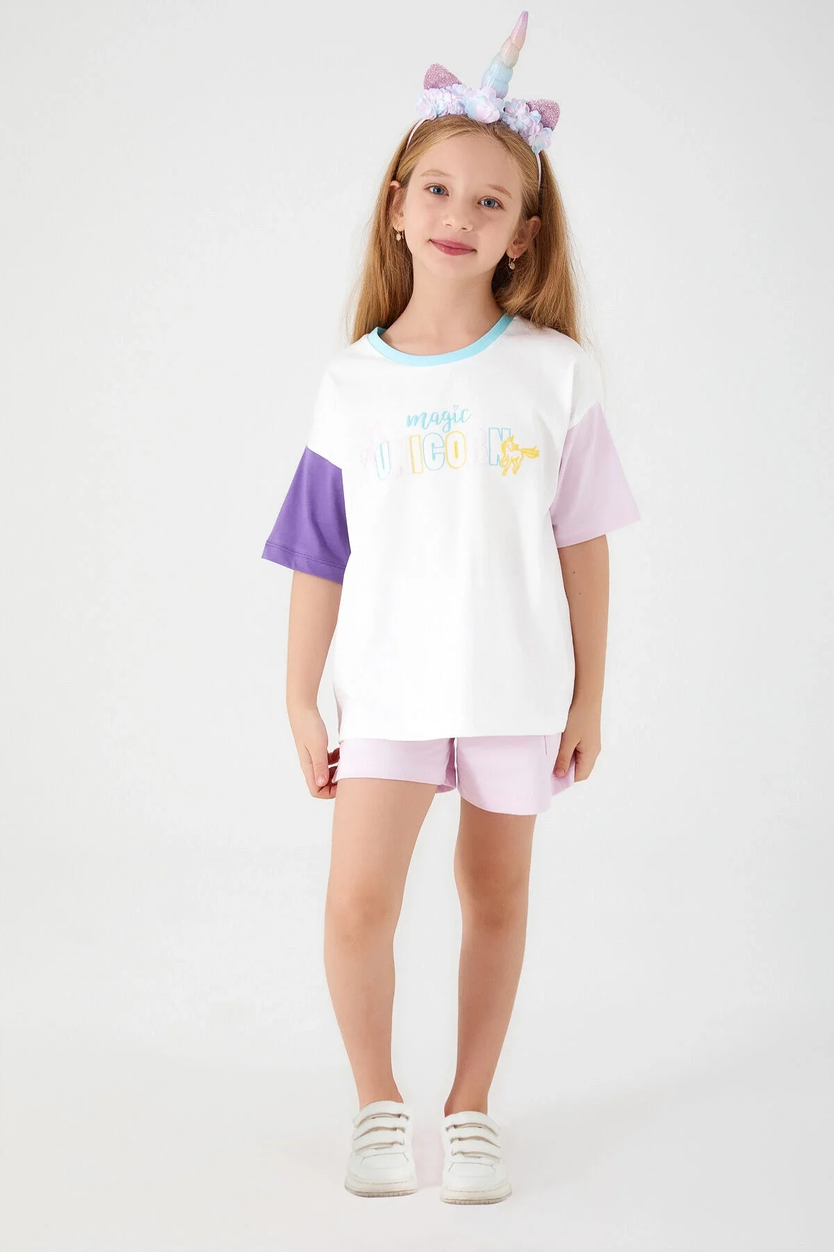 Arnetta Rolypoly Kız Çocuk Beyaz Şort Takım Şort Takım Toptan