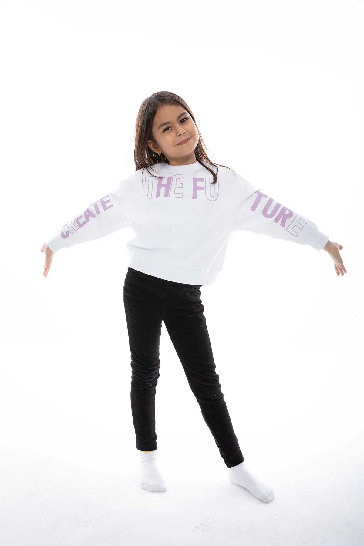 Arnetta Rolypoly Kız Çocuk Beyaz Sweatshirt Sweatshirt Toptan