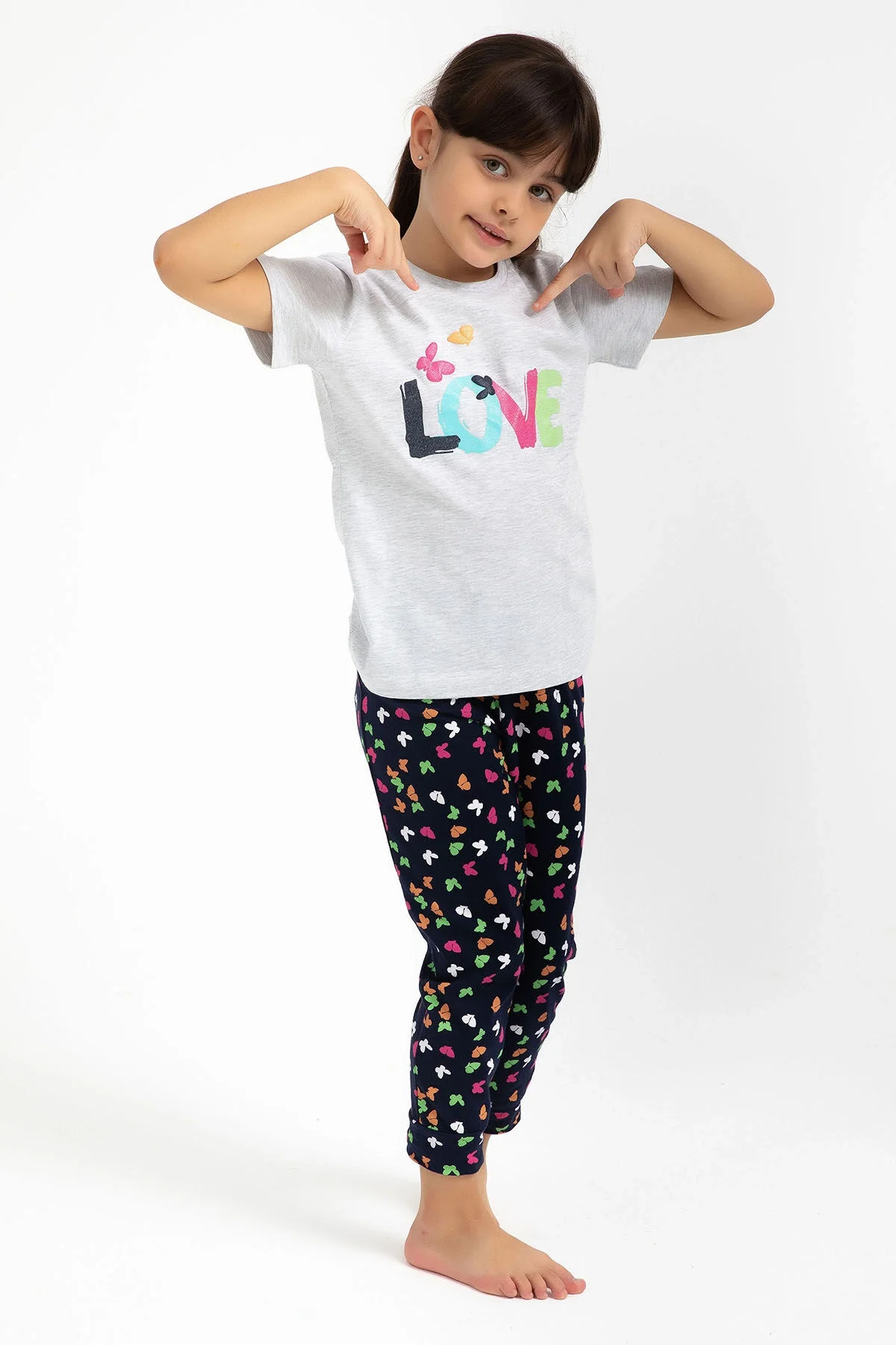 Arnetta Rolypoly Kız Çocuk Gri Pijama Takımı Pijama Takımı Toptan