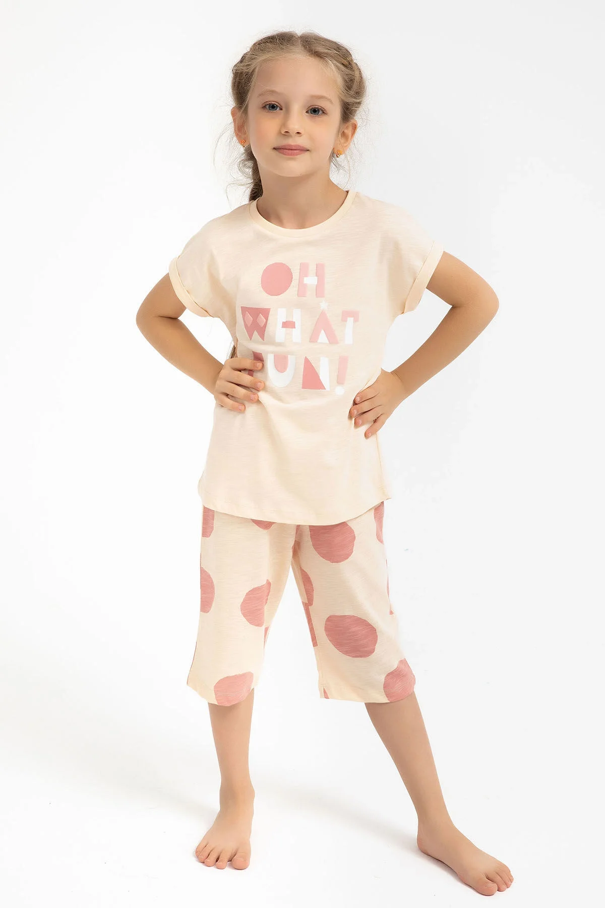 Arnetta Rolypoly Kız Çocuk Kahverengi Kapri Takımı Kapri Takımı Toptan