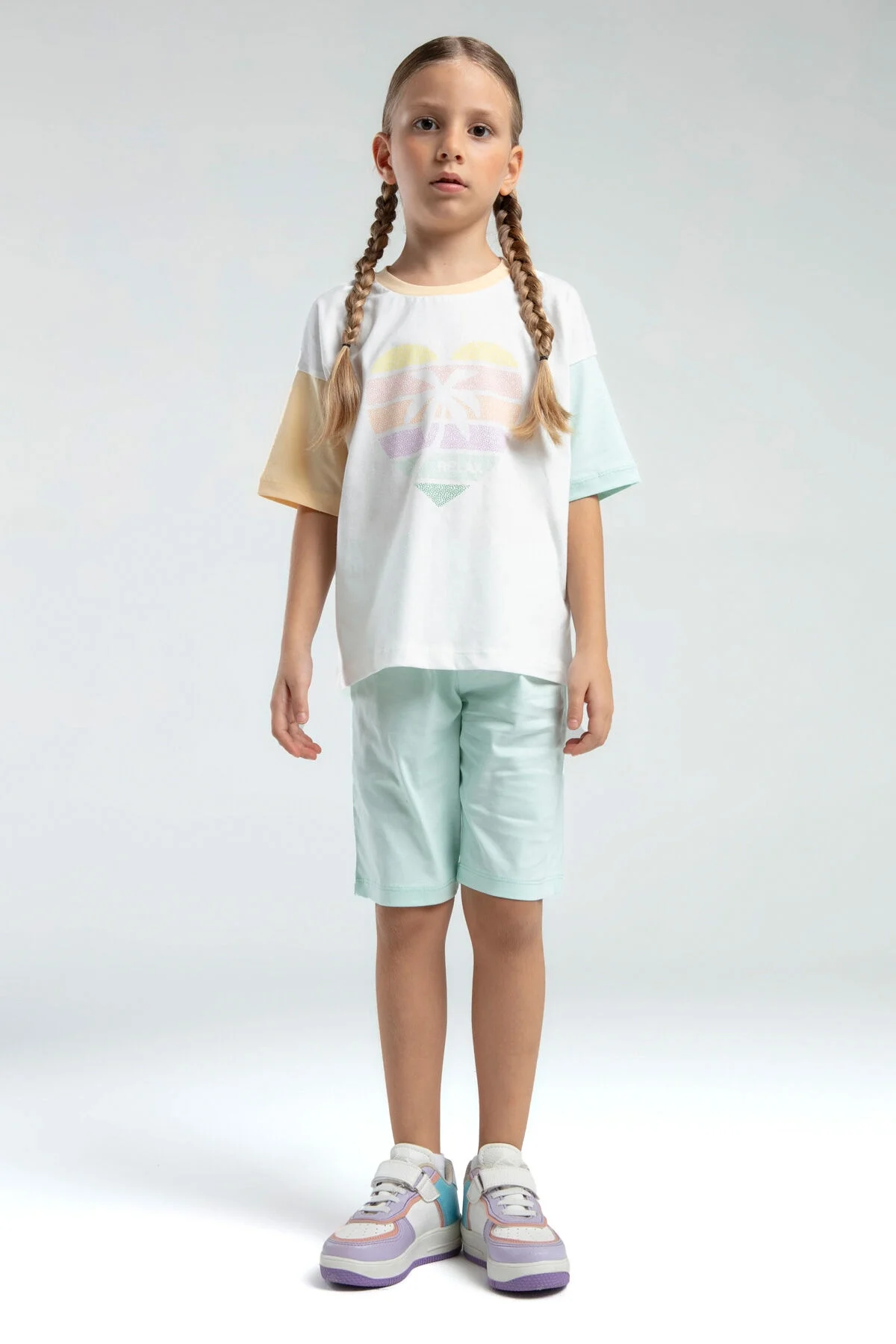 Arnetta Rolypoly Kız Çocuk Krem Bermuda Takım Bermuda Takım Toptan