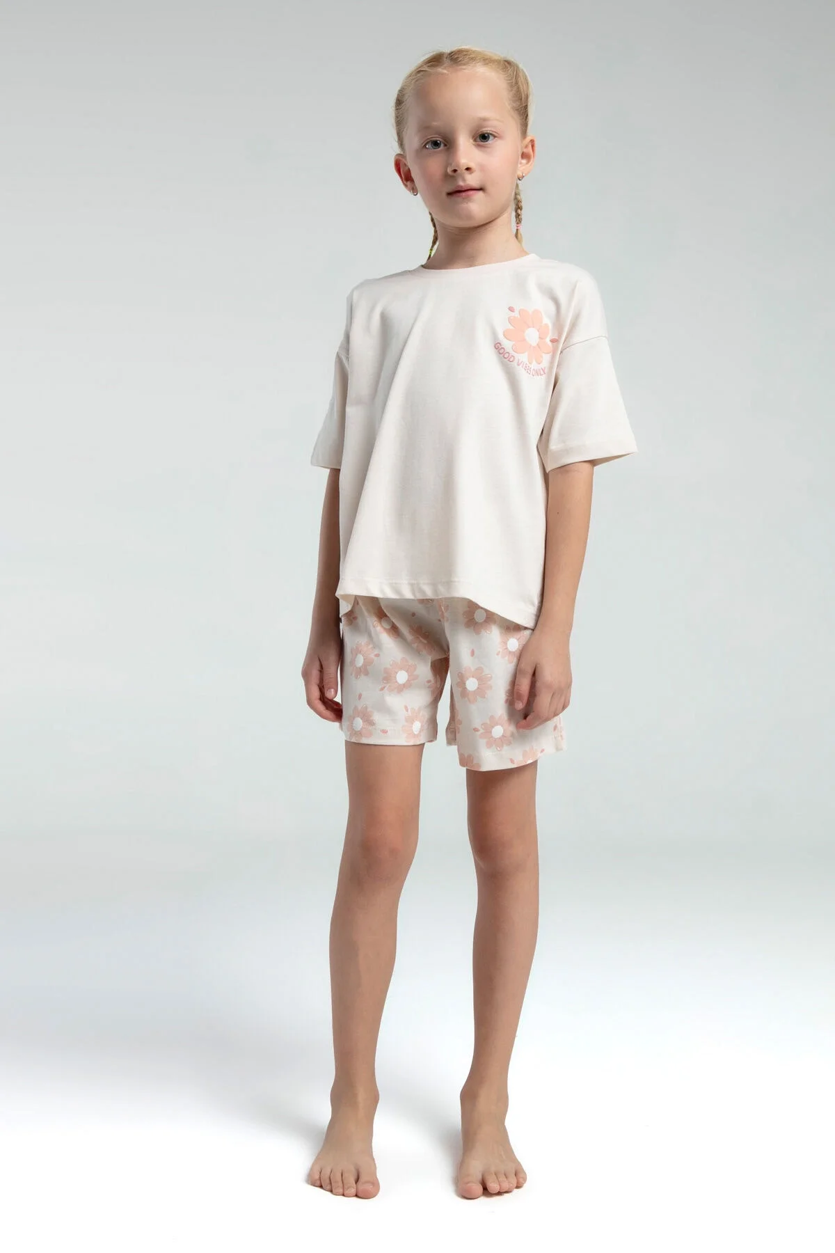 Arnetta Rolypoly Kız Çocuk Krem Şort Takım Şort Takım Toptan