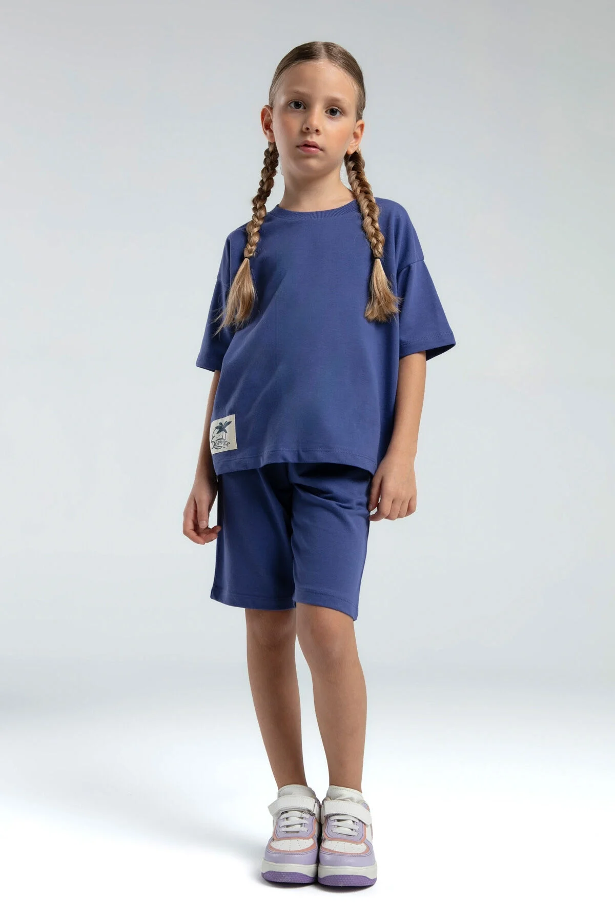 Arnetta Rolypoly Kız Çocuk Mavi Bermuda Takım Bermuda Takım Toptan