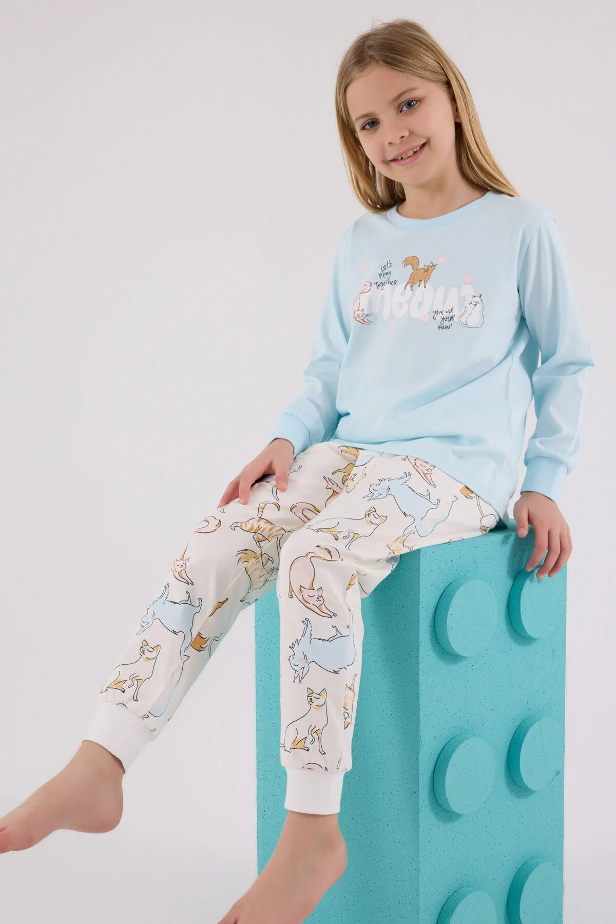 Arnetta Rolypoly Kız Çocuk Mavi Pijama Takımı Pijama Takımı Toptan