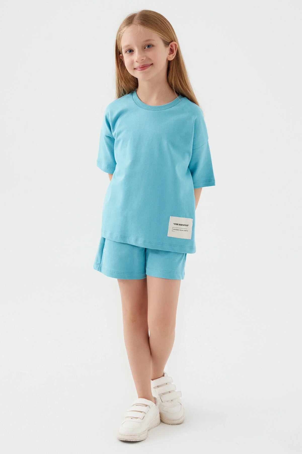 Arnetta Rolypoly Kız Çocuk Mavi Şort Takım Şort Takım Toptan