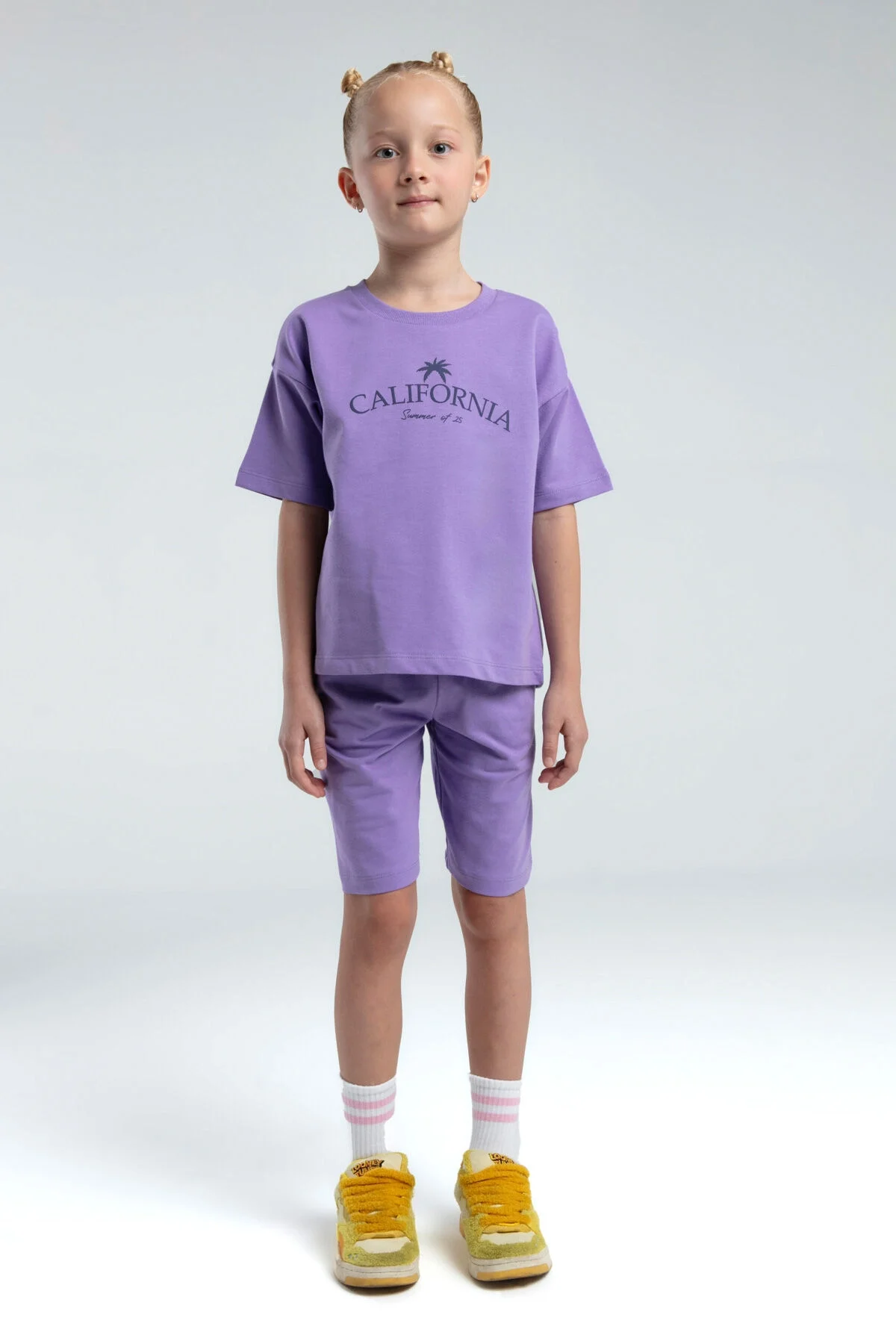 Arnetta Rolypoly Kız Çocuk Mor Bermuda Takım Bermuda Takım Toptan