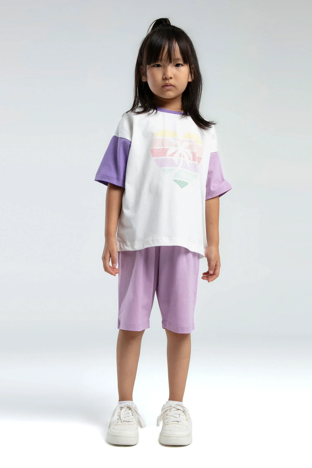 Arnetta Rolypoly Kız Çocuk Mor Bermuda Takım Bermuda Takım Toptan