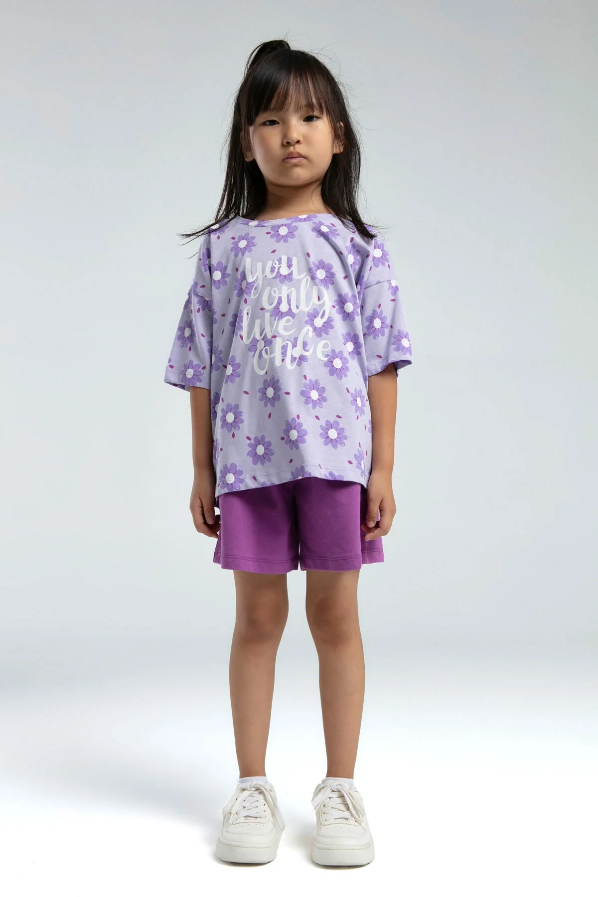 Arnetta Rolypoly Kız Çocuk Mor Şort Takım Şort Takım Toptan