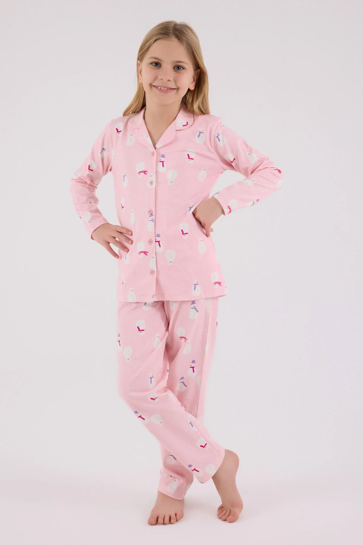 Arnetta Rolypoly Kız Çocuk Pembe Gömlek Pijama Takımı Pijama Takımı Toptan