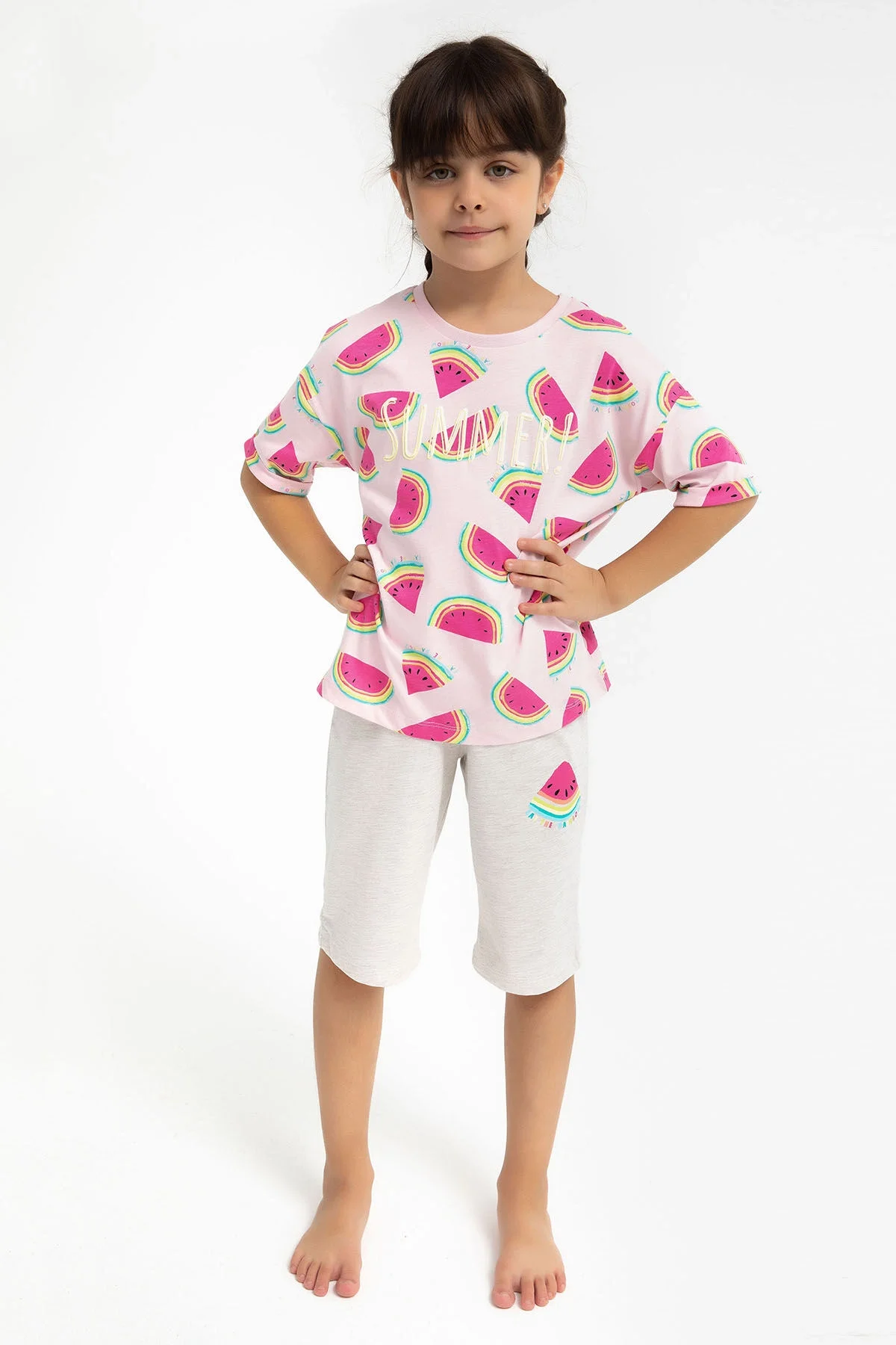 Arnetta Rolypoly Kız Çocuk Pembe Kapri Takımı Kapri Takımı Toptan