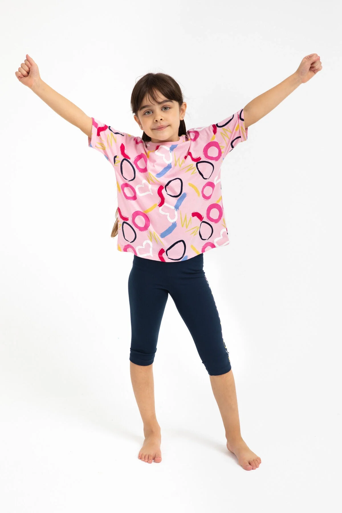 Arnetta Rolypoly Kız Çocuk Pembe Kapri Takımı Kapri Takımı Toptan