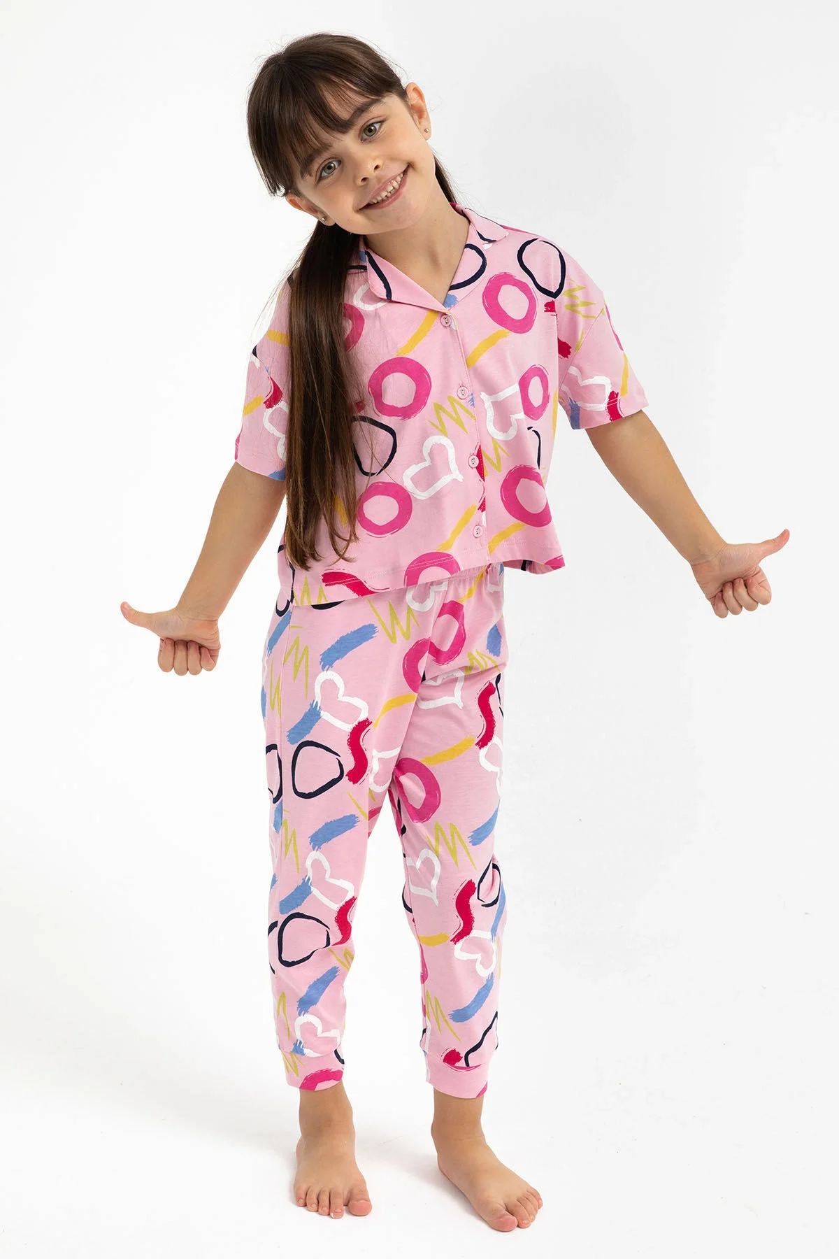Arnetta Rolypoly Kız Çocuk Pembe Pijama Takımı Pijama Takımı Toptan