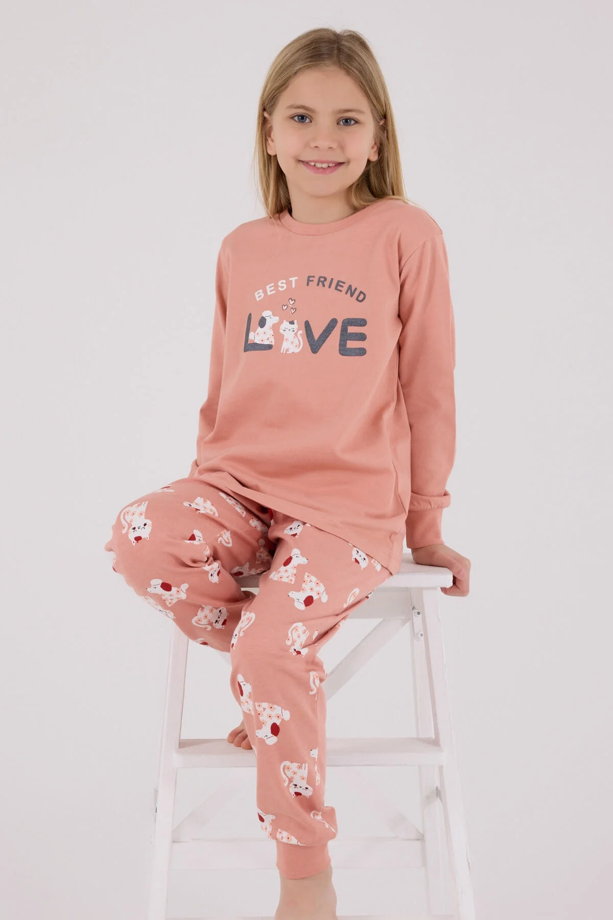 Arnetta Rolypoly Kız Çocuk Pembe Pijama Takımı Pijama Takımı Toptan