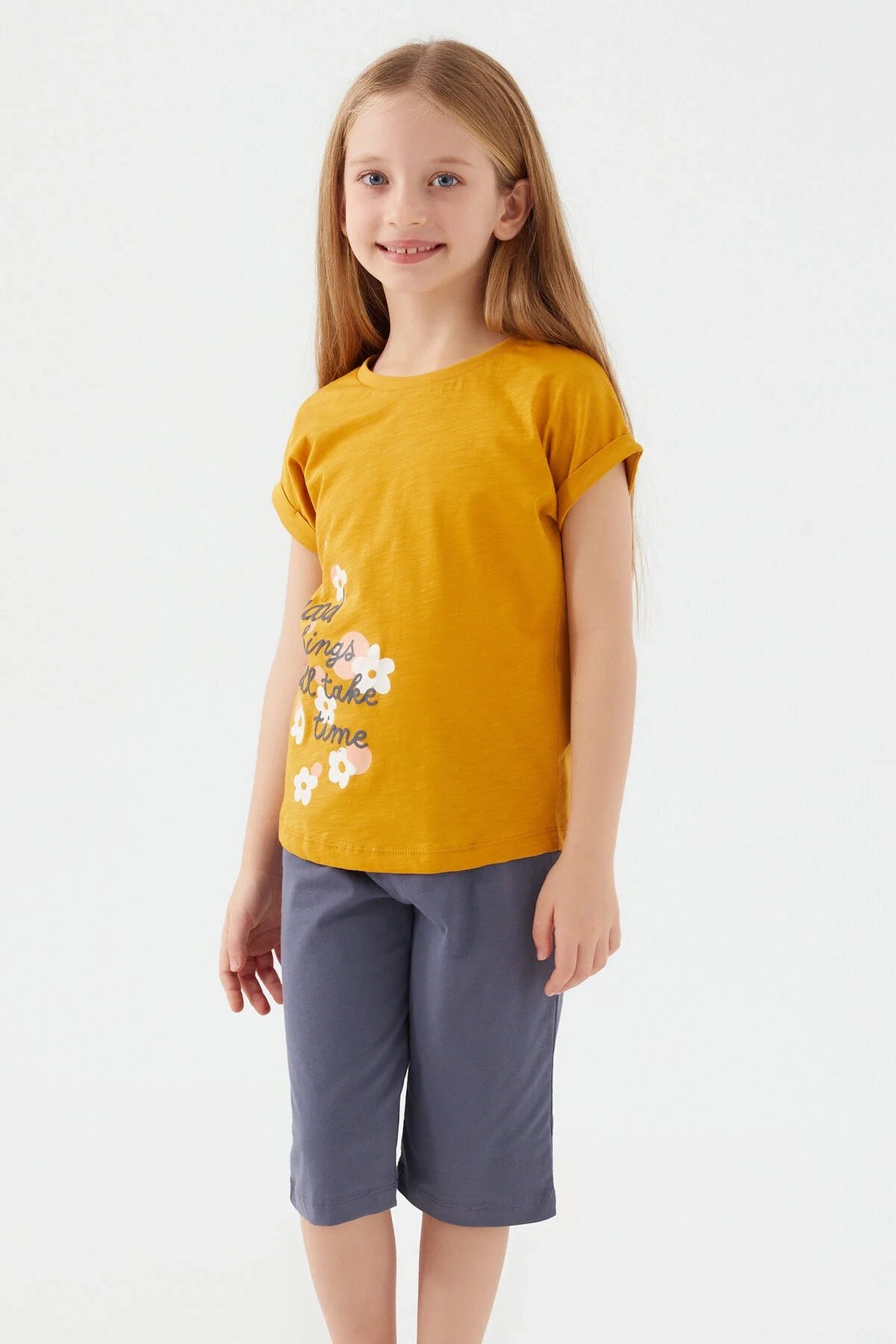 Arnetta Rolypoly Kız Çocuk Sarı Kapri Takımı Kapri Takımı Toptan