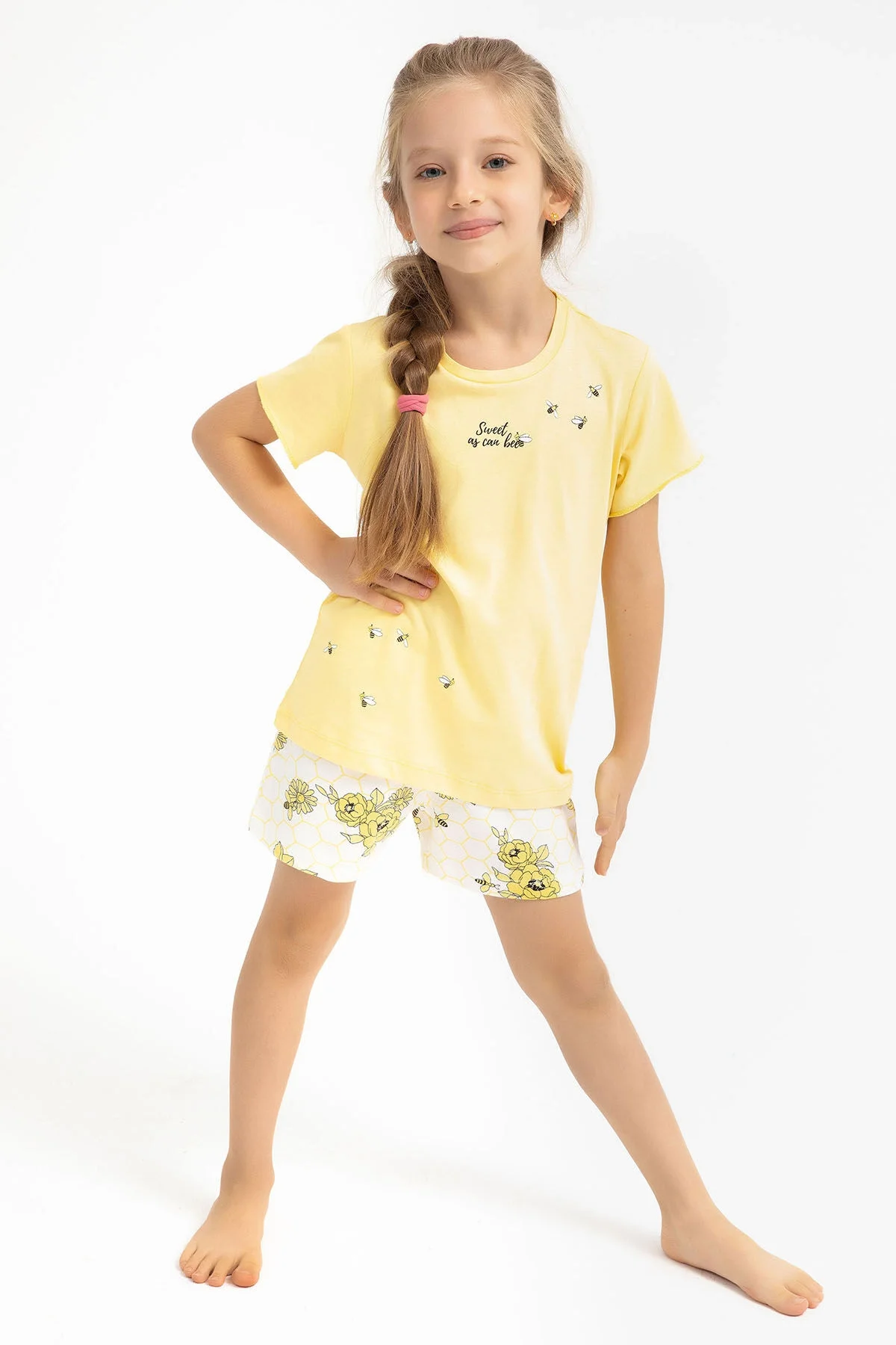 Arnetta Rolypoly Kız Çocuk Sarı Şort Takım Şort Takım Toptan
