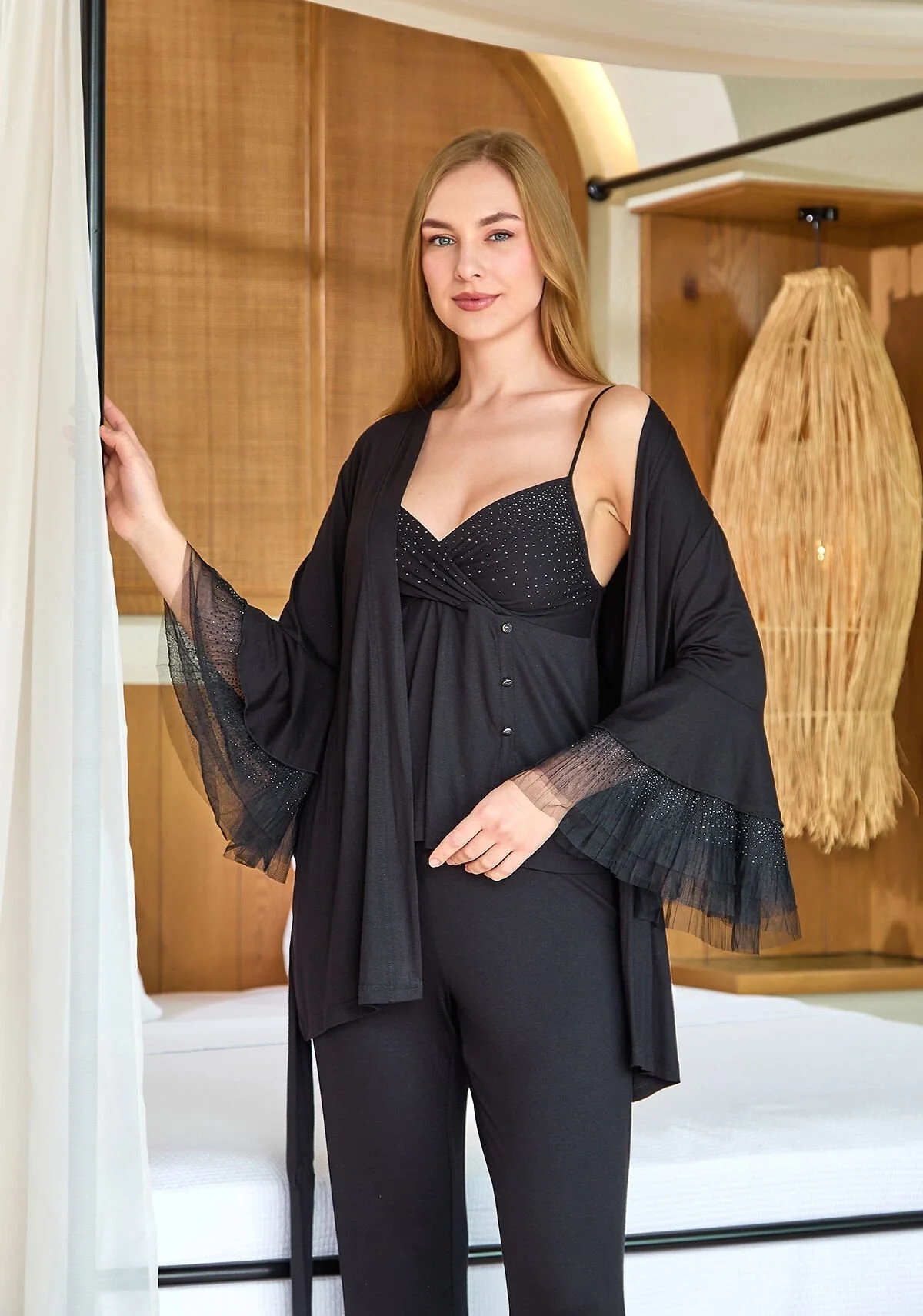 Cossy By Aqua Sabahlıklı Taş Baskılı Pijama Takımı CossybyAqua 25588 Pijama Takımı Toptan