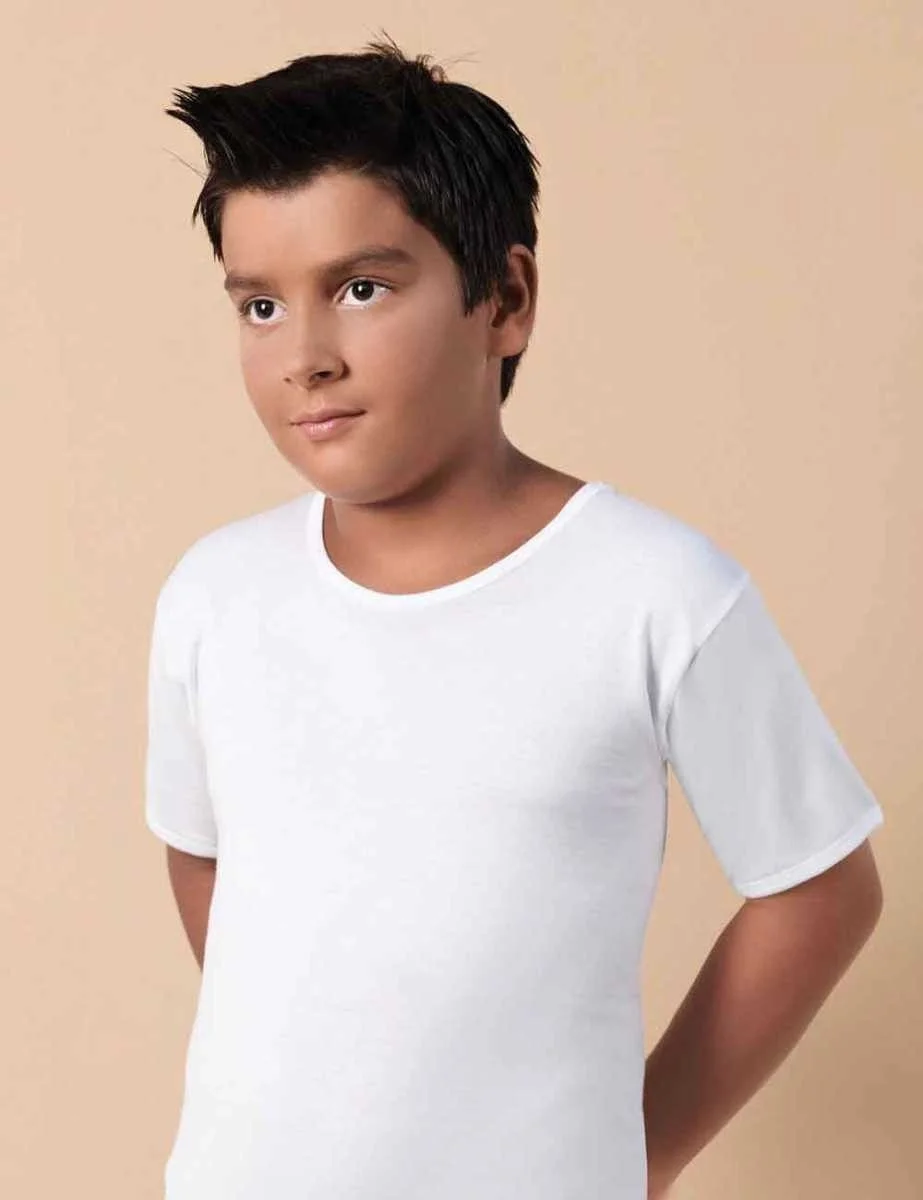 Sahinler Şahinler Kısa Kollu Bisiklet Yaka Penye Atlet Beyaz MEC001 Boxer Toptan