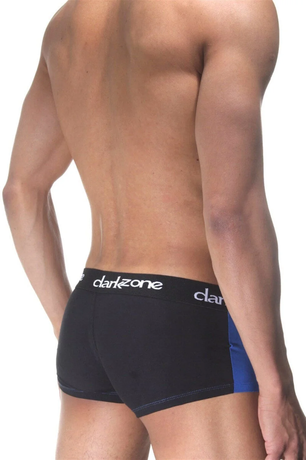 Mavi ve siyah Darkzone Saks Erkek Hipster Boxer, model ön görünümü, erkek iç giyim, marka logosu detaylı