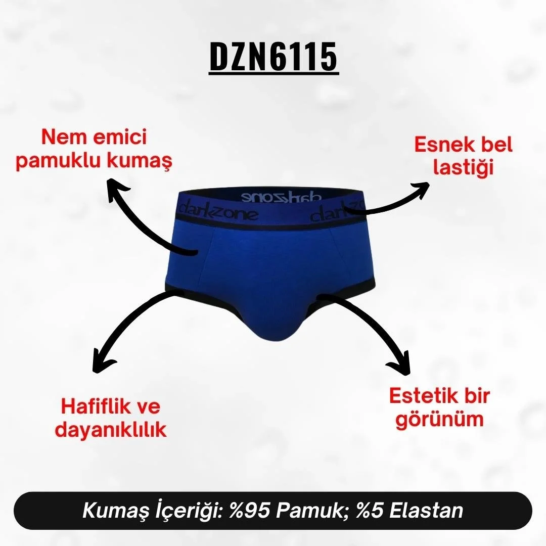 Saks Hipster Erkek Slip - DZN6115, Darkzone marka mavi erkek iç çamaşırı, siyah detaylı ve marka yazılı bel bandı