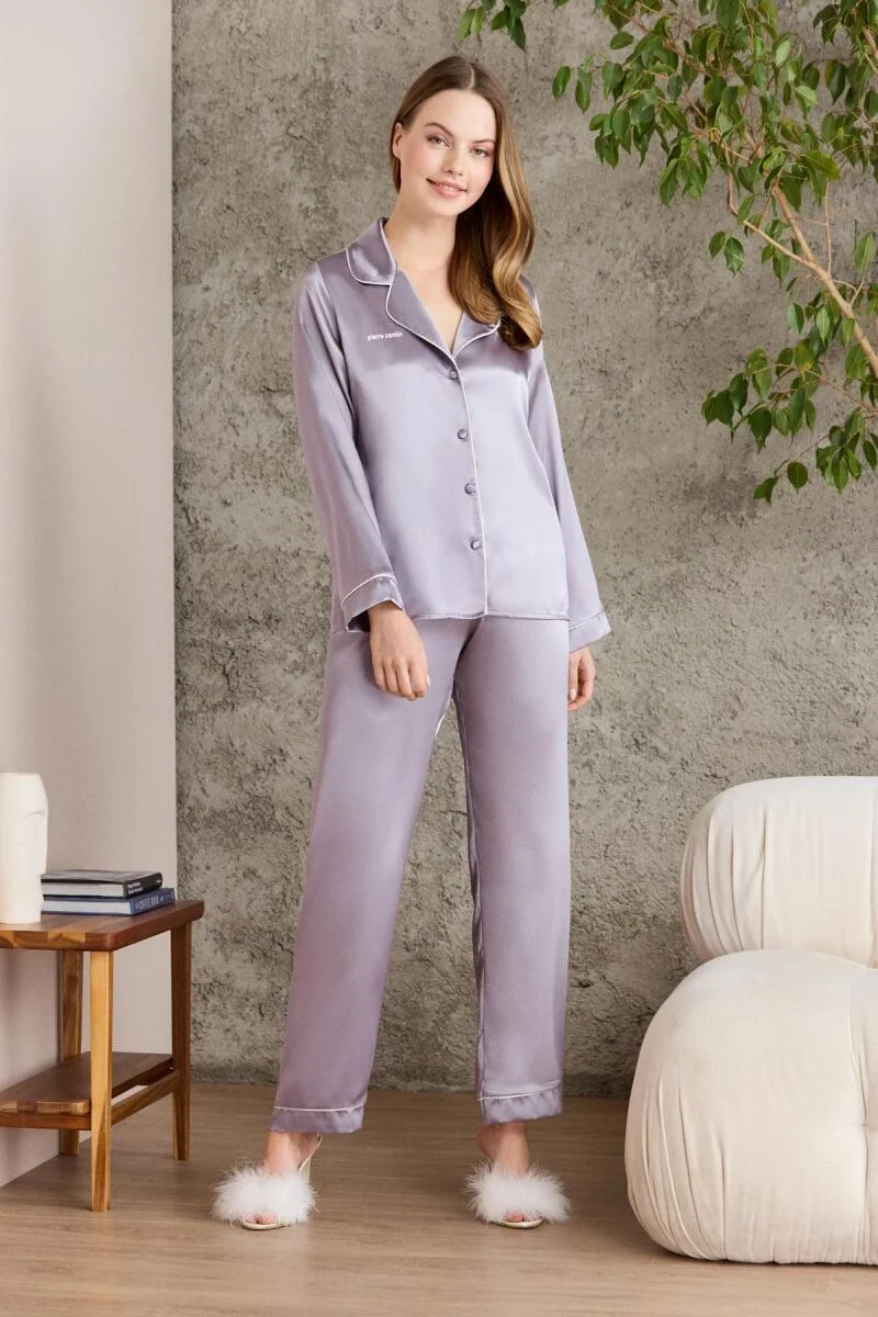Pierre Cardin Saten Biyeli Kadın Pijama Takımı - 1200 Royal Pijama Takımları Toptan