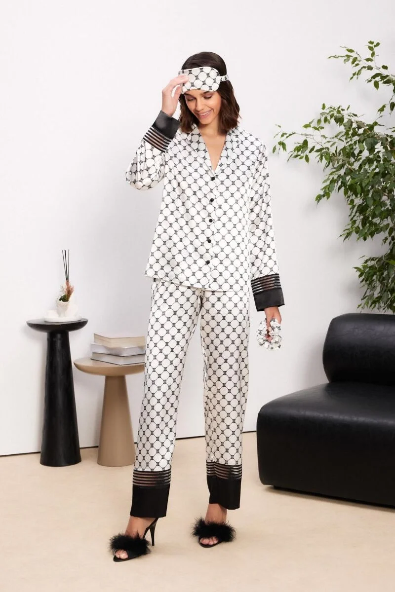 Pierre Cardin Saten Biyeli Kadın Pijama Takımı - 1300 Pijama Takımları Toptan