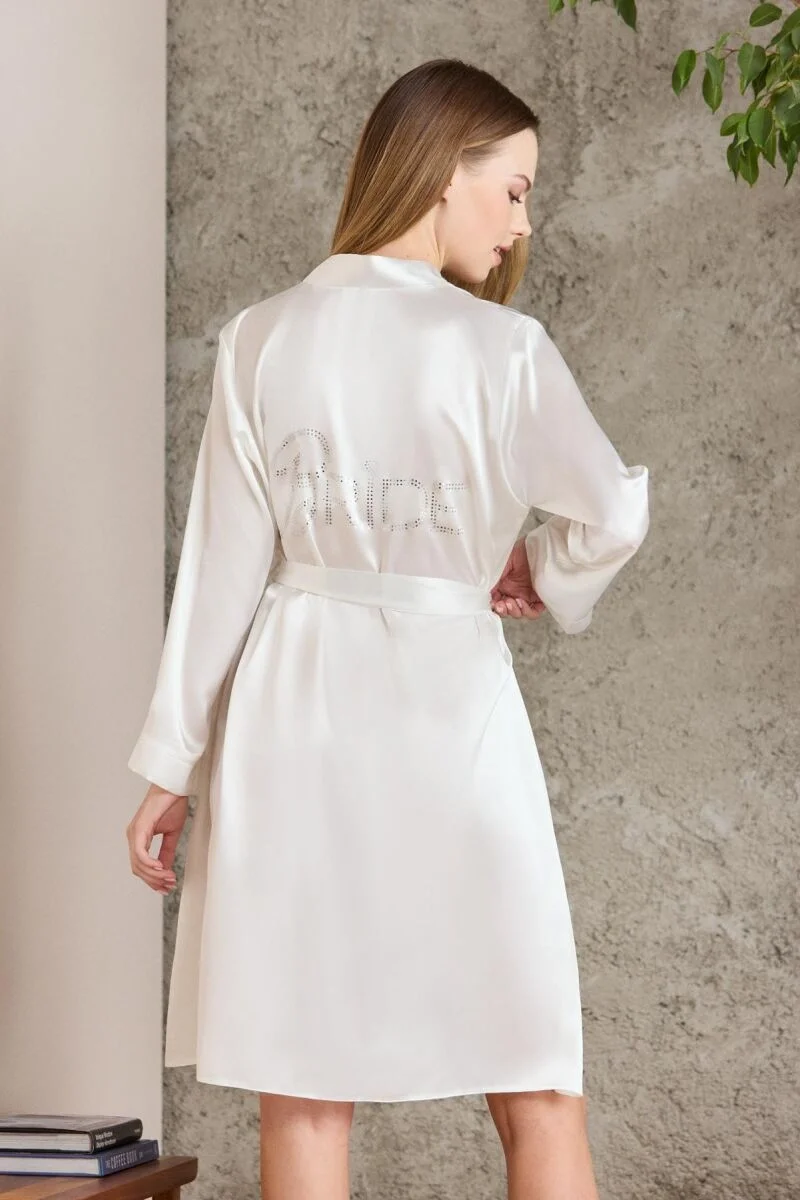 Pierre Cardin Saten BRIDE Kadın Sabahlık - 1000 Ekru Gecelik & Sabahlık Toptan
