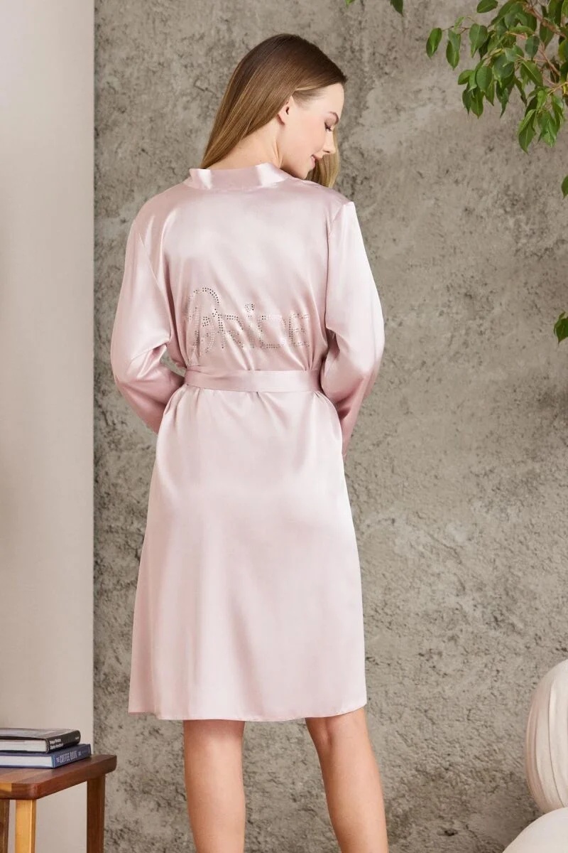 Pierre Cardin Saten BRIDE Kadın Sabahlık - 1000 Pudra Gecelik & Sabahlık Toptan