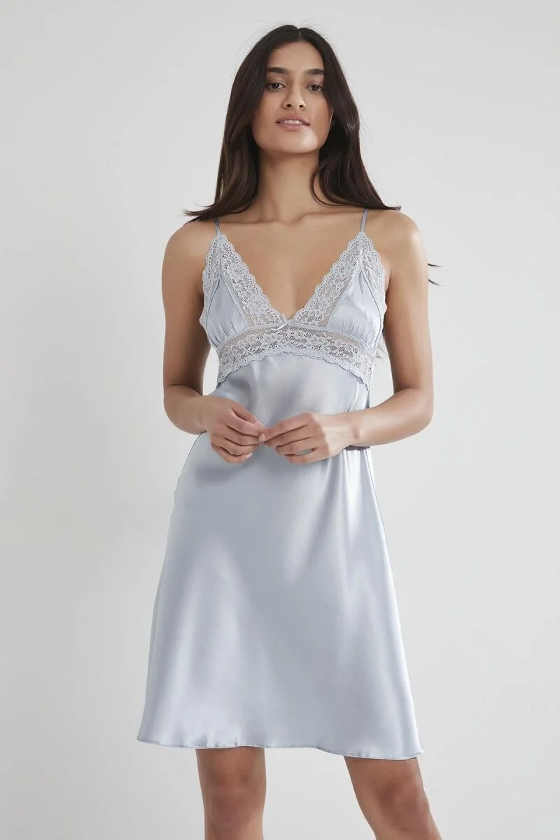 Pierre Cardin Saten Dantelli Kadın Gecelik - 603 Mist Gecelik Toptan