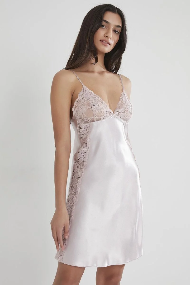 Pierre Cardin Saten Dantelli Kadın Gecelik - 624 Pudra Gecelik Toptan