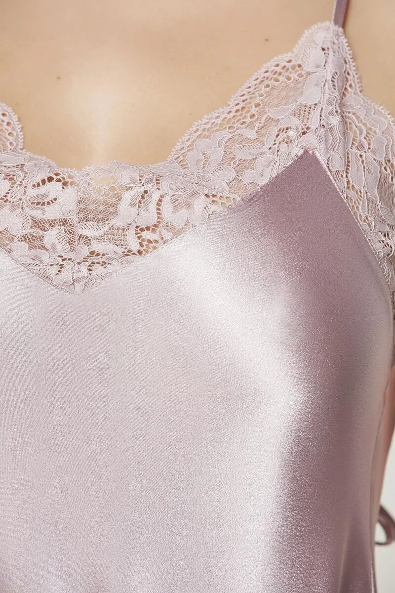 Saten Dantelli Kadın Gecelik - 870 Rose