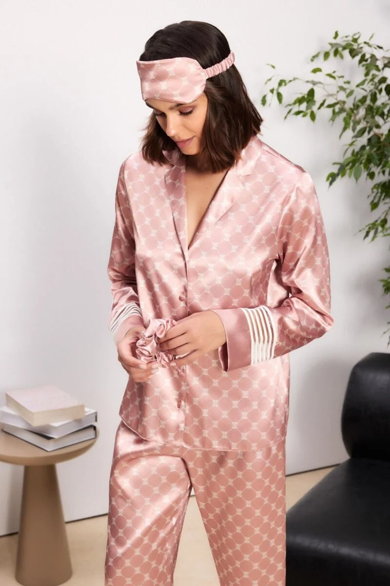 Saten Kadın Pijama Takımı  - 1320 Brandy