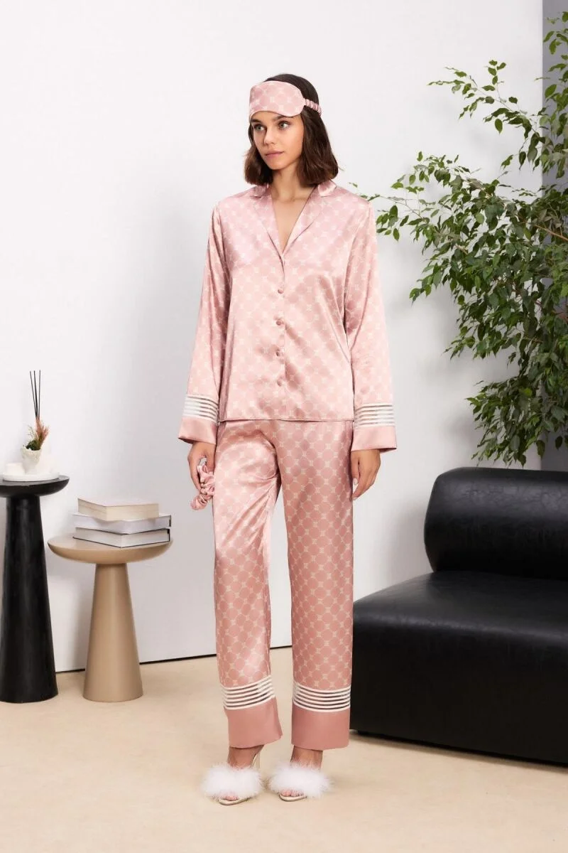 Pierre Cardin Saten Kadın Pijama Takımı - 1320 Brandy Pijama Takımları Toptan