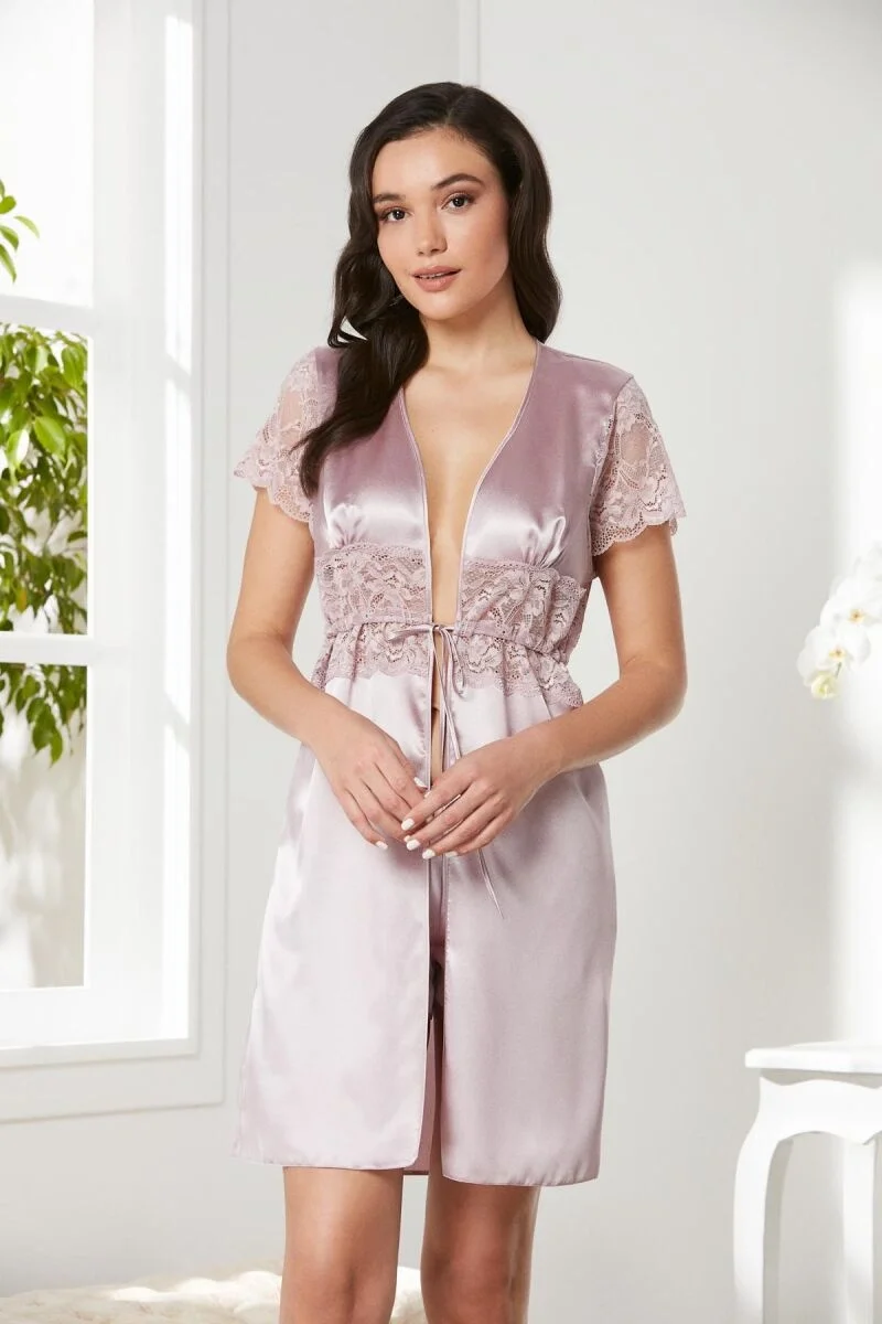 Pierre Cardin Saten Kadın Sabahlık - 1020 Rose Gecelik & Sabahlık Toptan