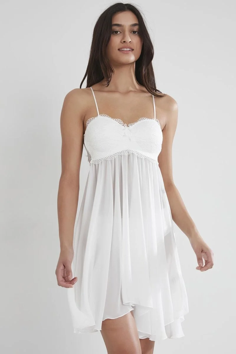 Pierre Cardin Şifon Dantelli Kadın Gecelik - 880 Ekru Gecelik Toptan